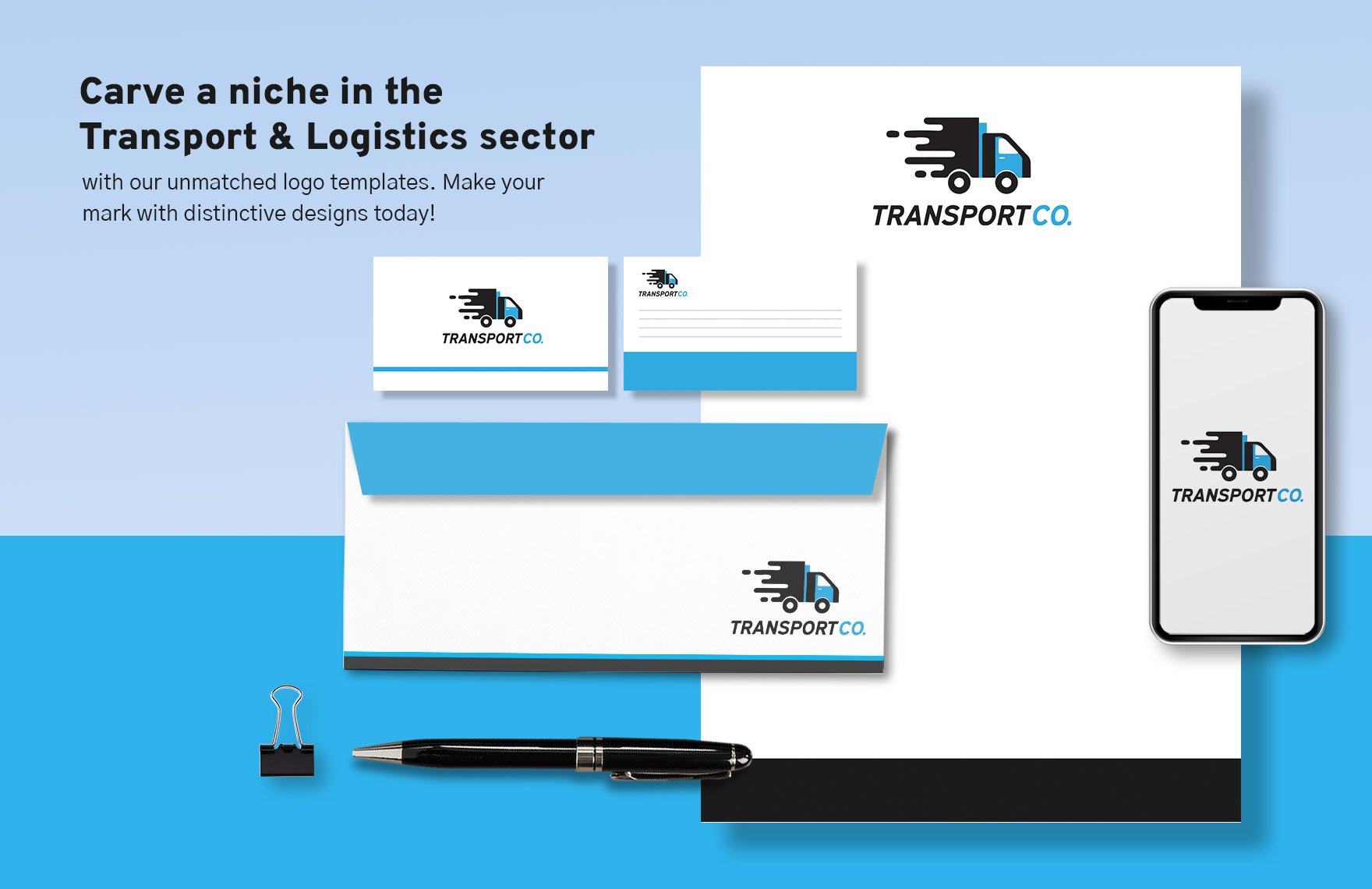 Transport and Logistics Vehicle Door Logo Design Template