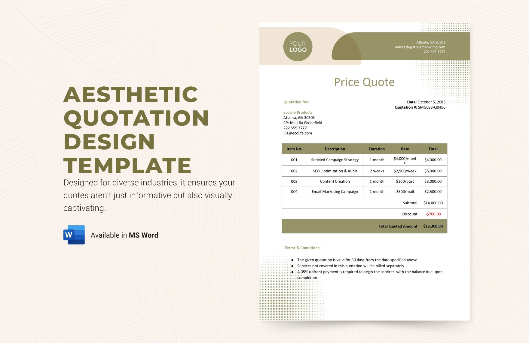 Free Aesthetic Quotation Design Template in Word, Google Docs