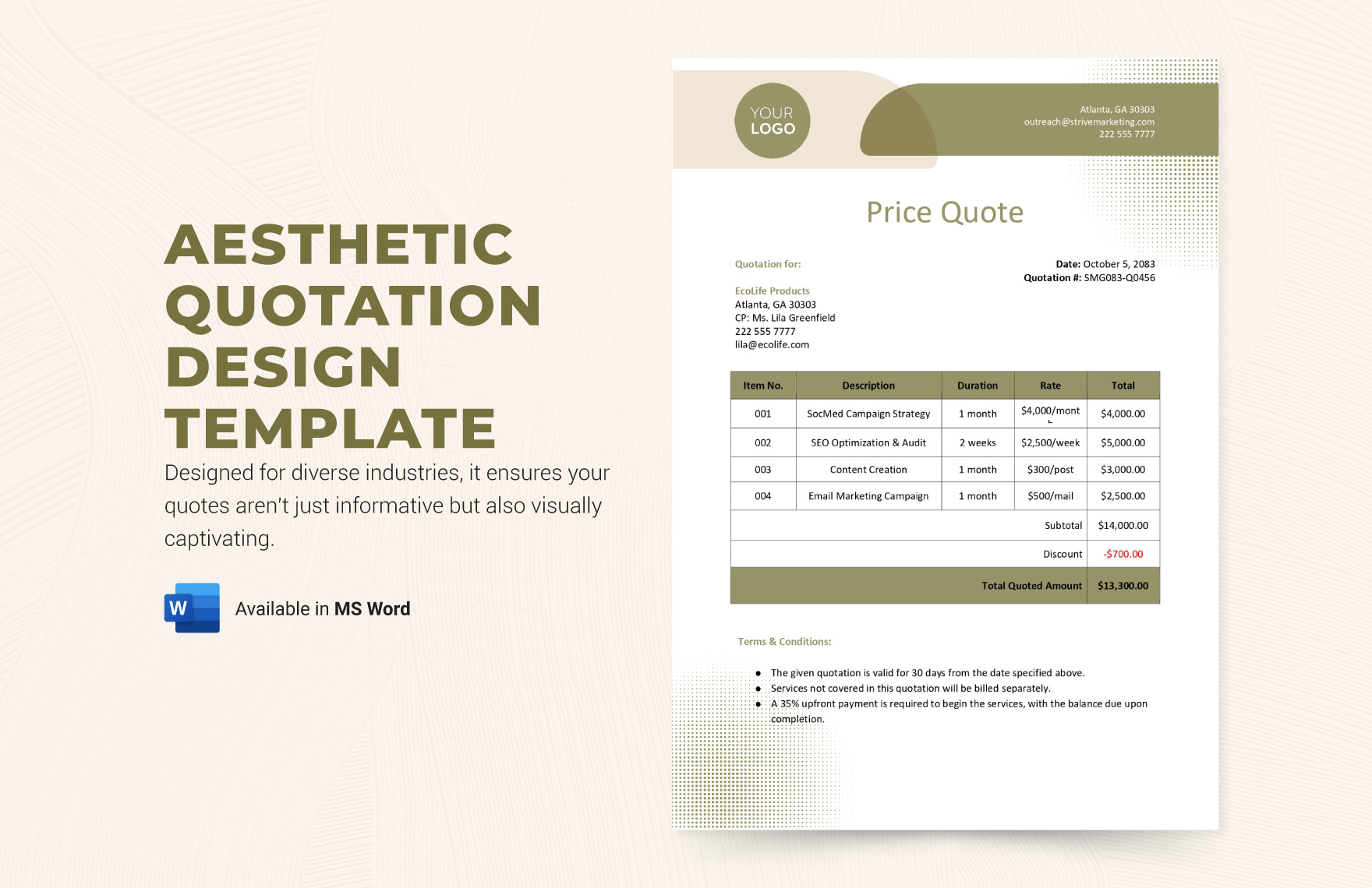 Free Aesthetic Quotation Design Template in Word, Google Docs