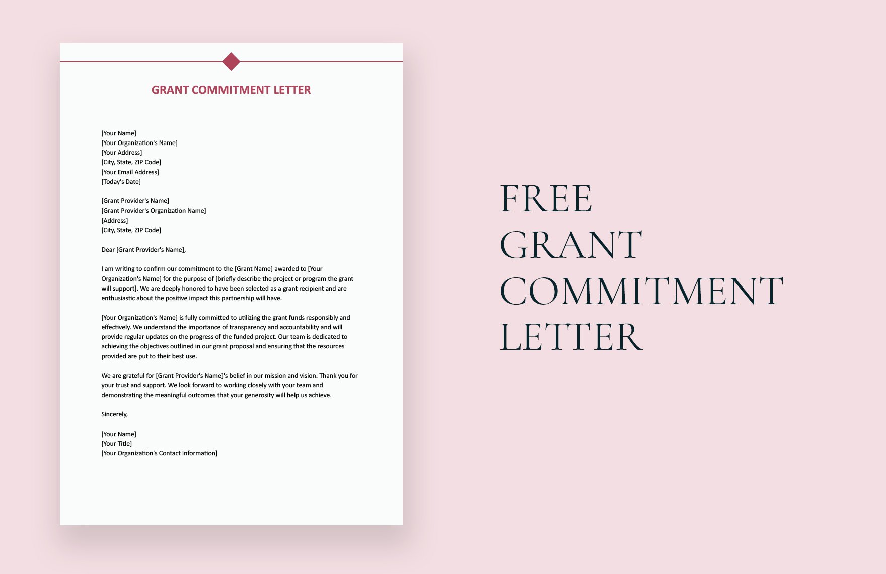 Grant Commitment Letter in Word, Google Docs