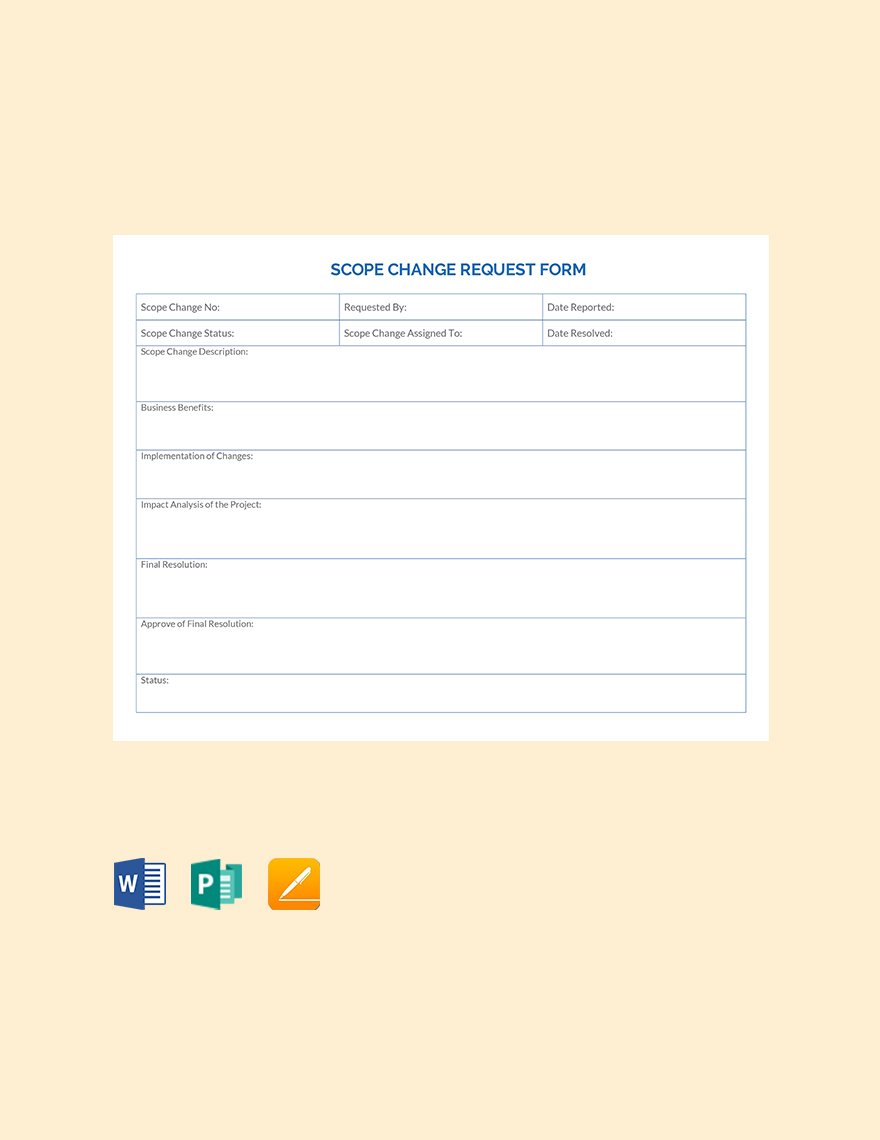 Scope of Work Change Request Form Template