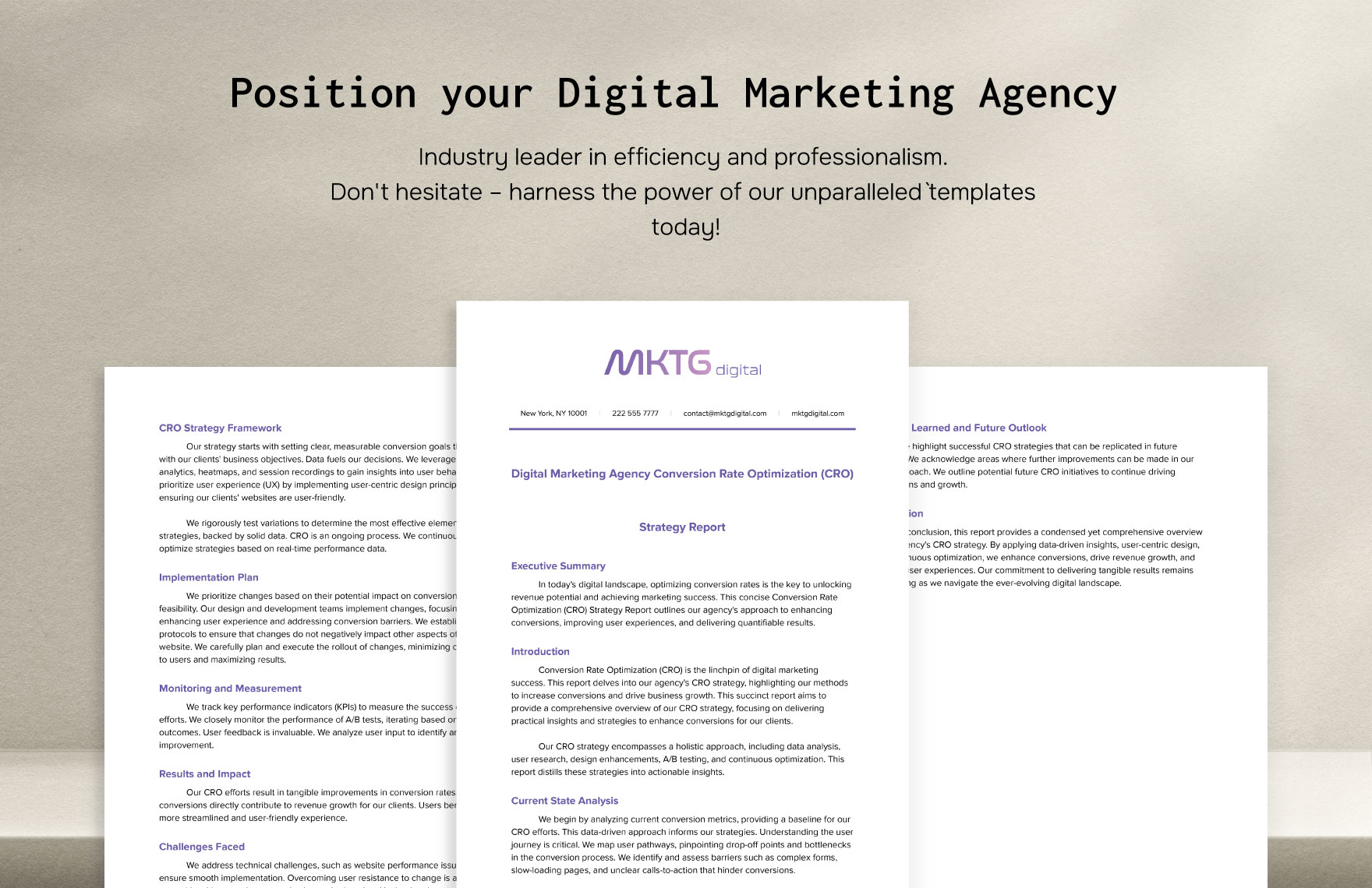 Digital Marketing Agency Conversion Rate Optimization (CRO) Strategy Report Template