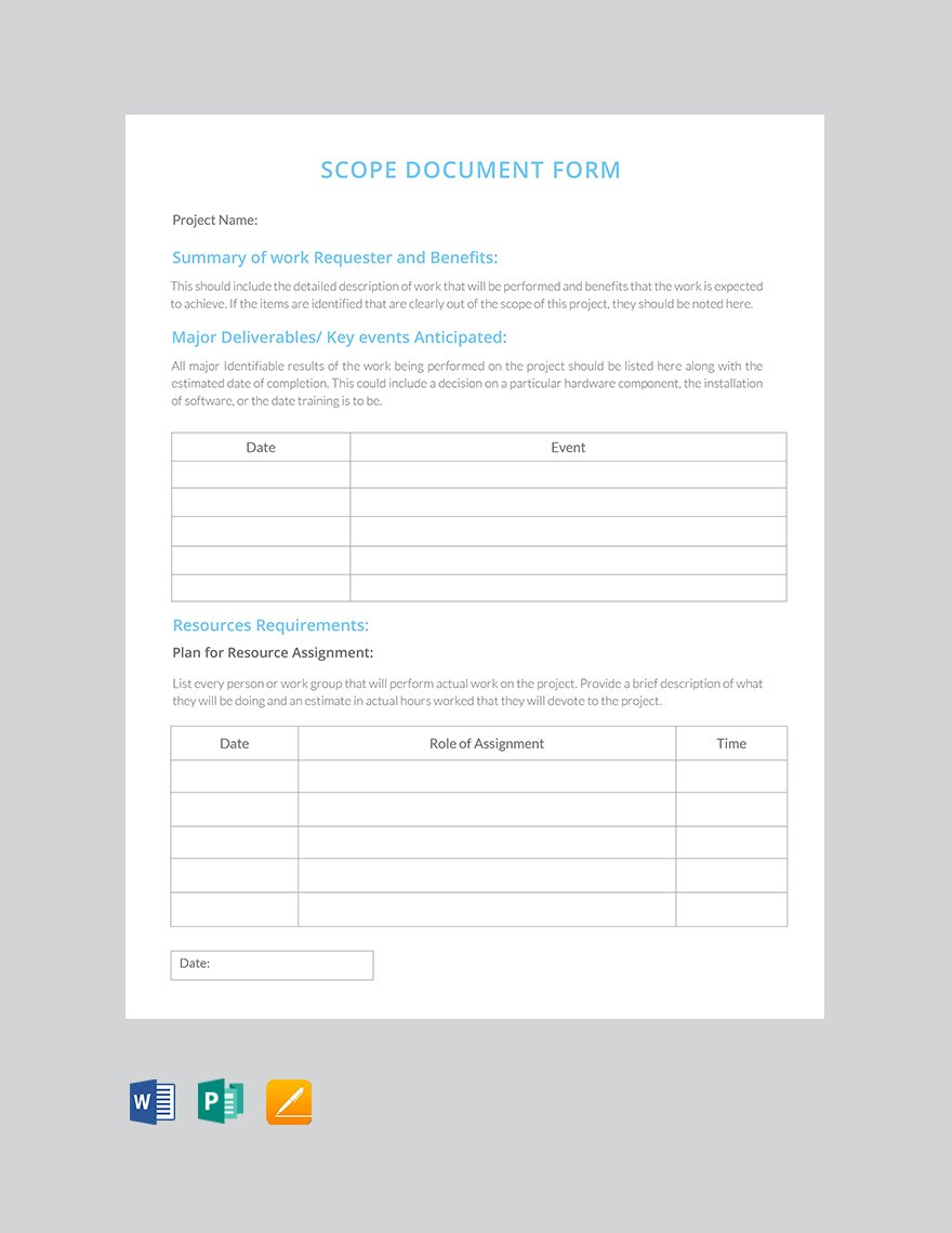 Scope of Work Document Template