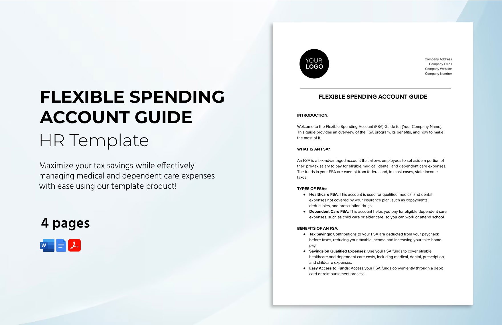 Flexible Spending Account Guide HR Template in Word, Google Docs, PDF