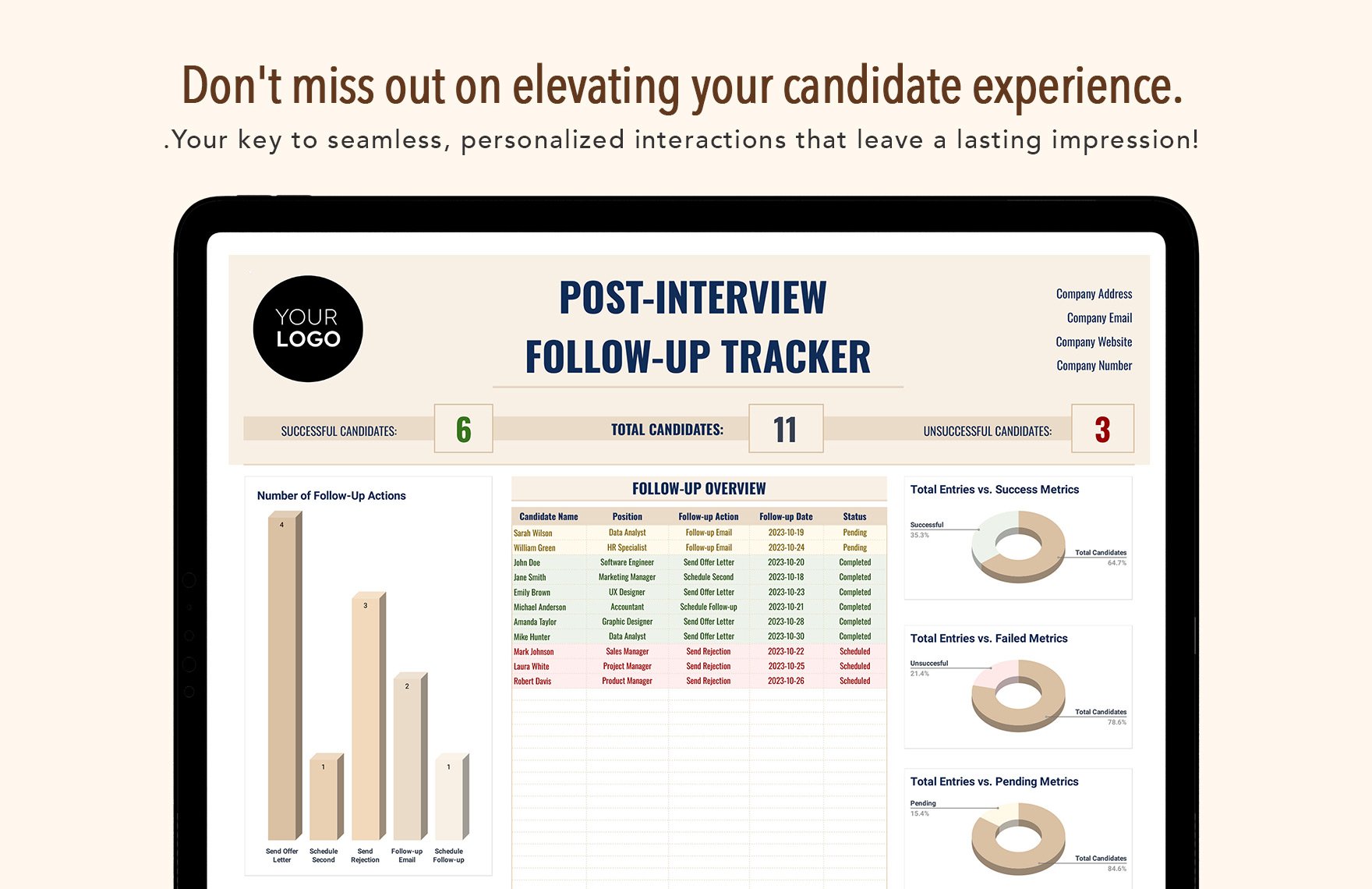 Post-Interview Follow-up Tracker HR Template