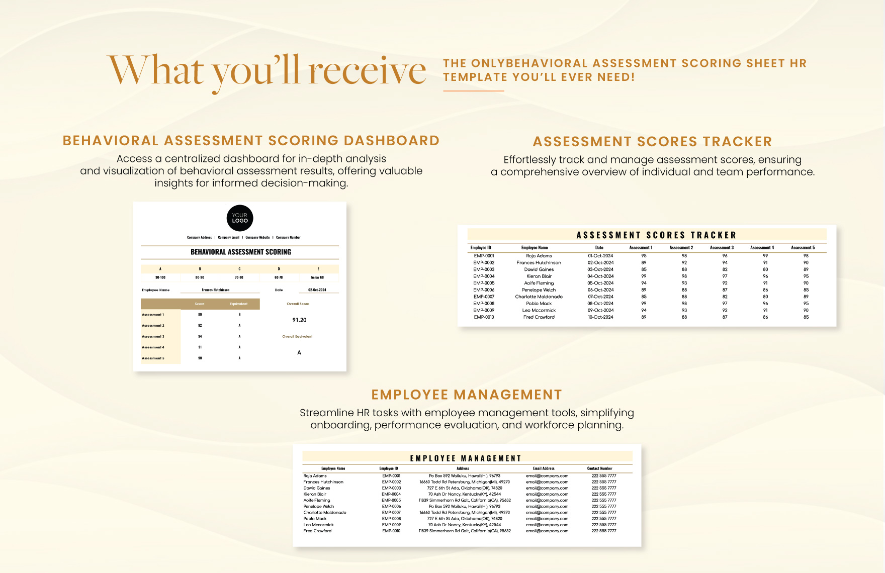 Behavioral Assessment Scoring Sheet HR Template