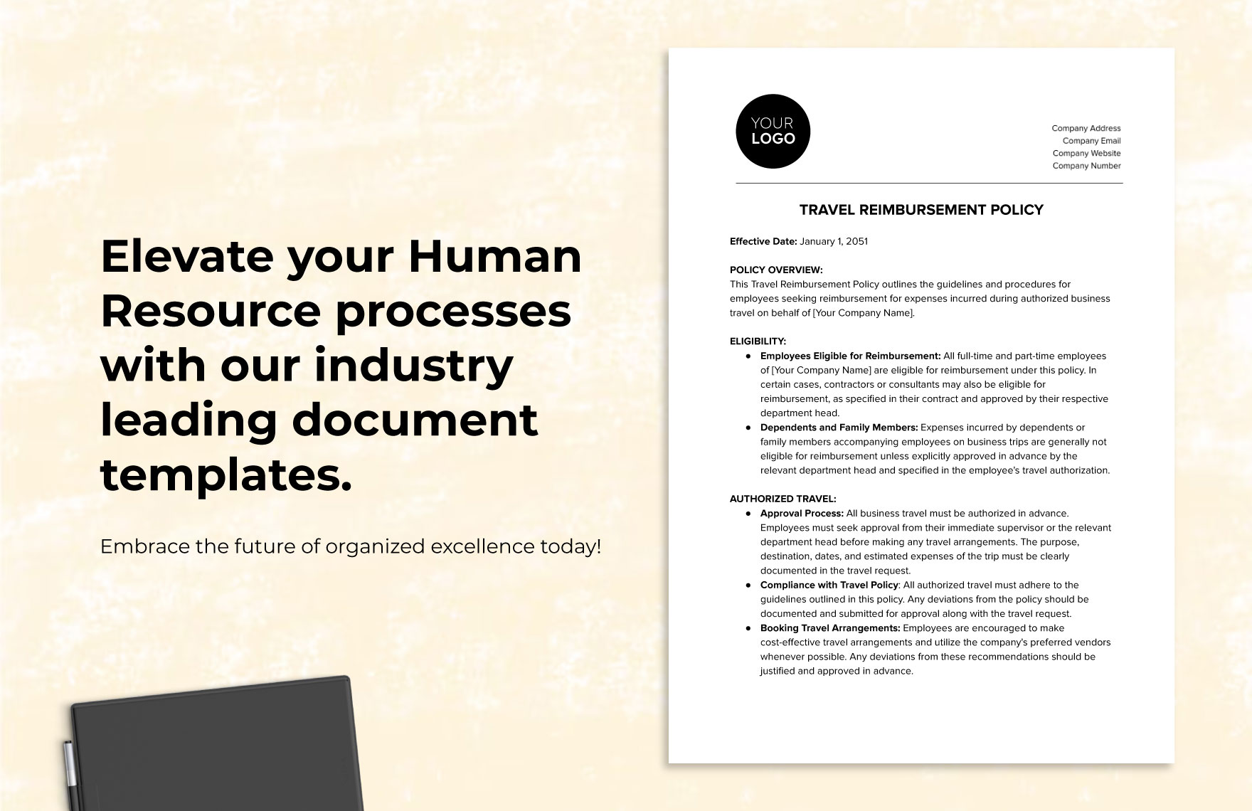 Travel Reimbursement Policy HR Template