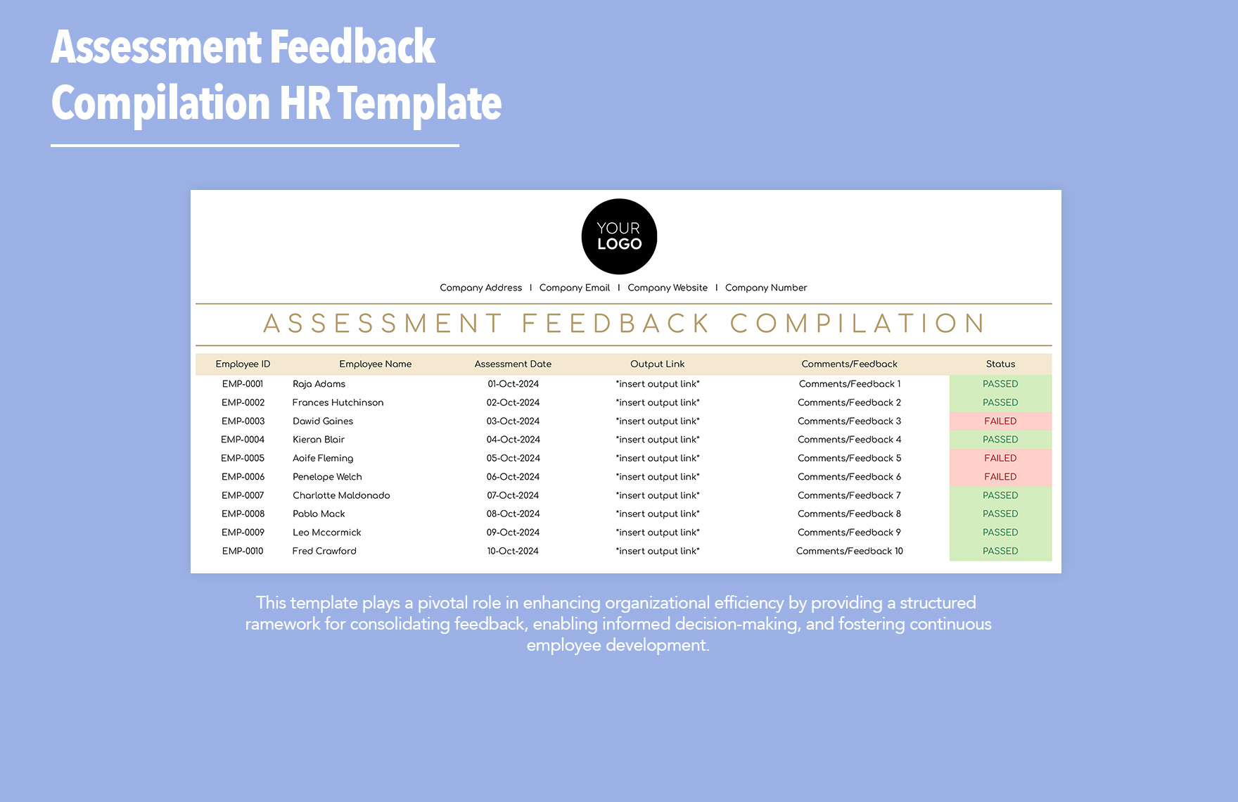 Assessment Feedback Compilation HR Template
