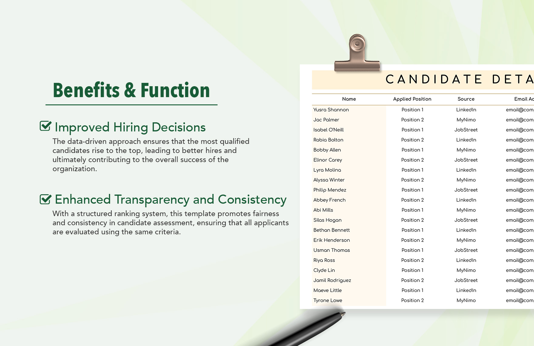 Candidate Ranking Based on Test Results HR Template