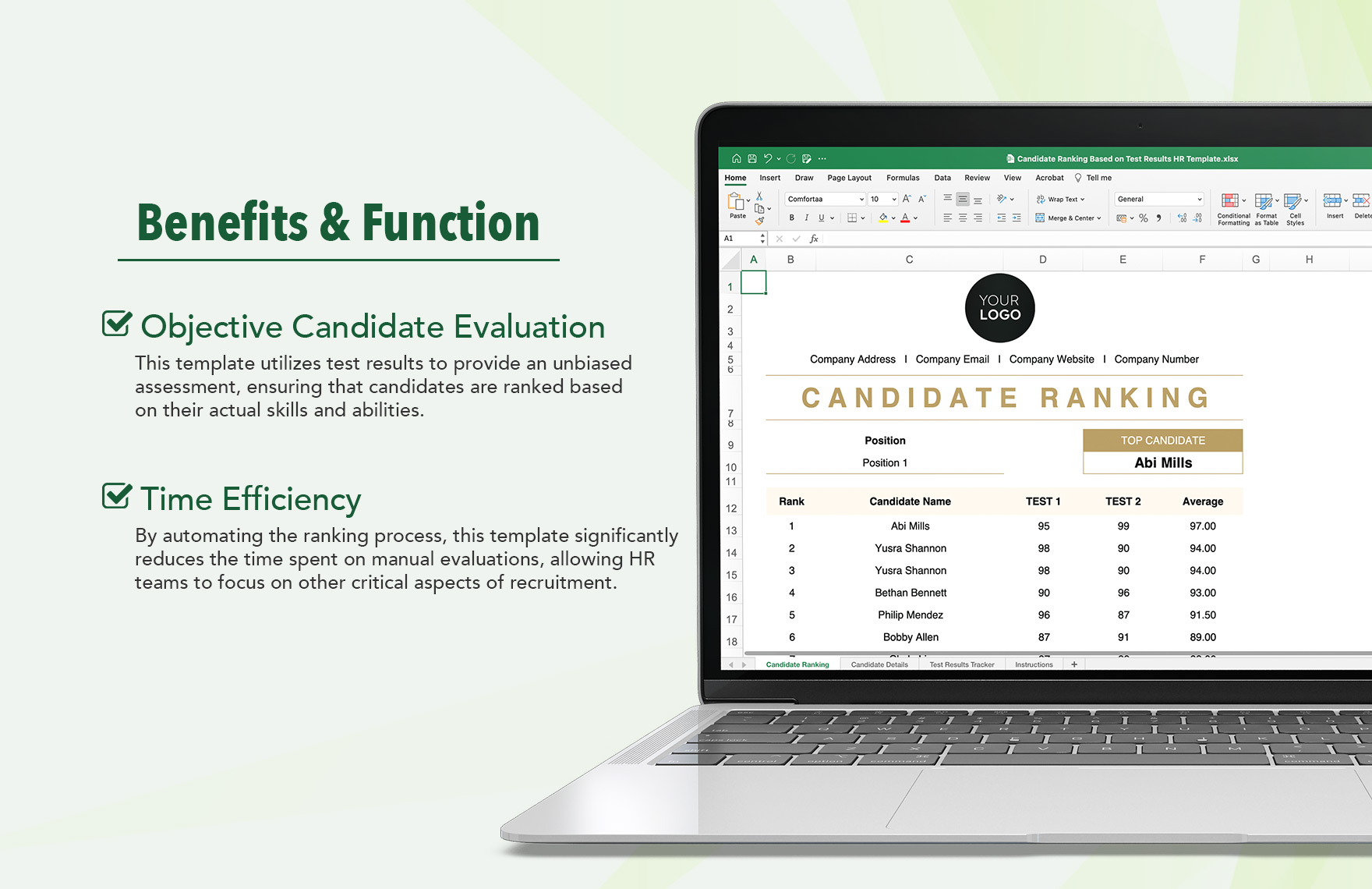 Candidate Ranking Based on Test Results HR Template