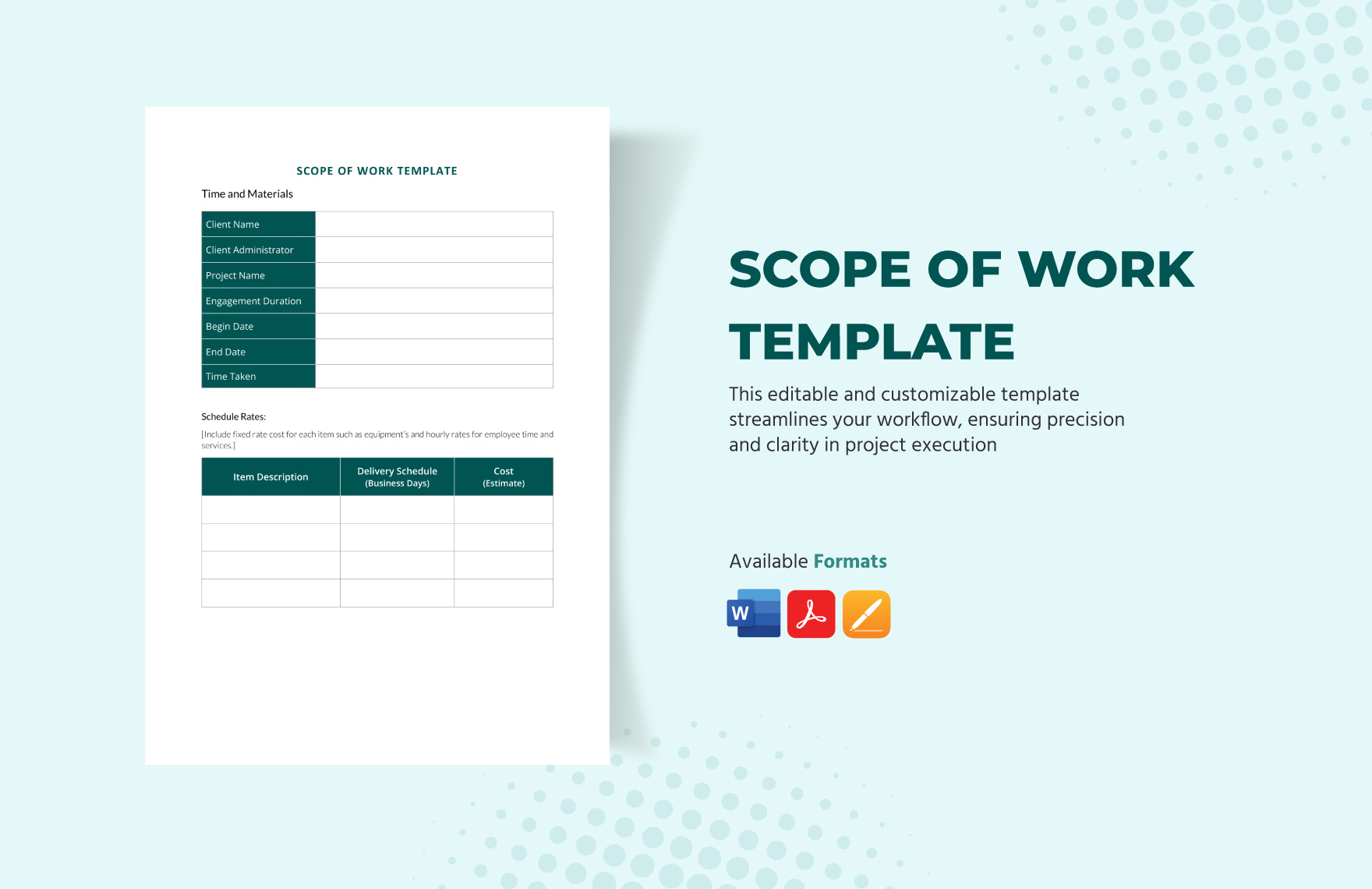 Scope of Work Template in Word, Google Docs, PDF, Apple Pages, Publisher