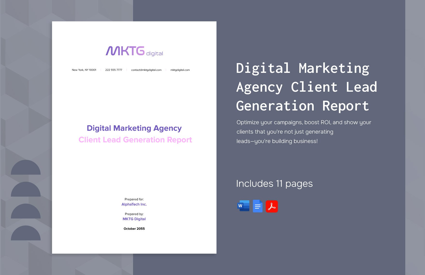 Digital Marketing Agency Client Lead Generation Report Template