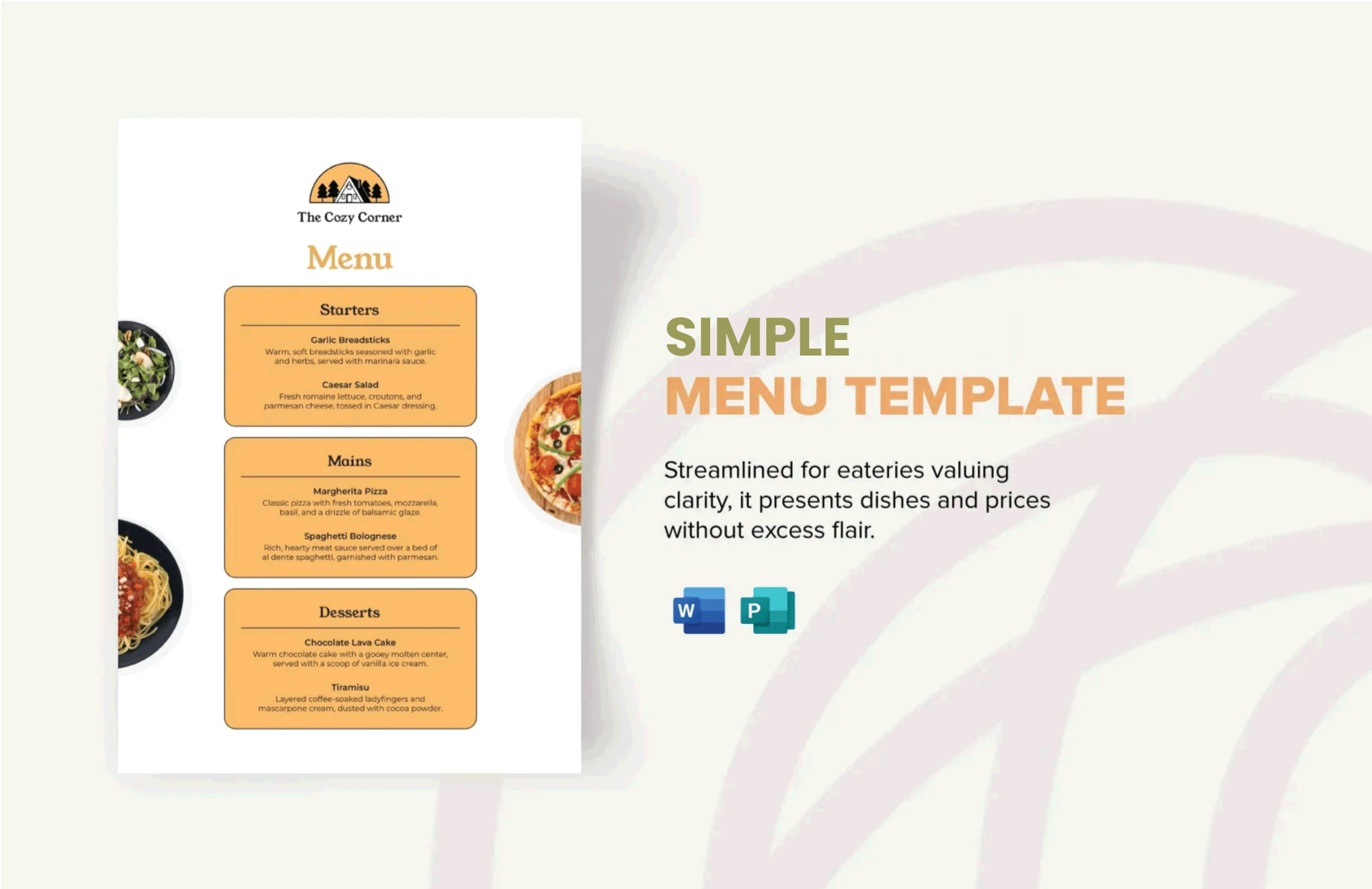 Free Simple Menu Template in Word, Publisher