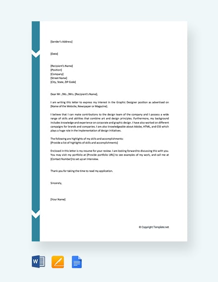 job application letter for graphic designer