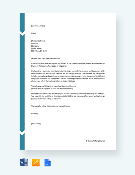 job application letter for design