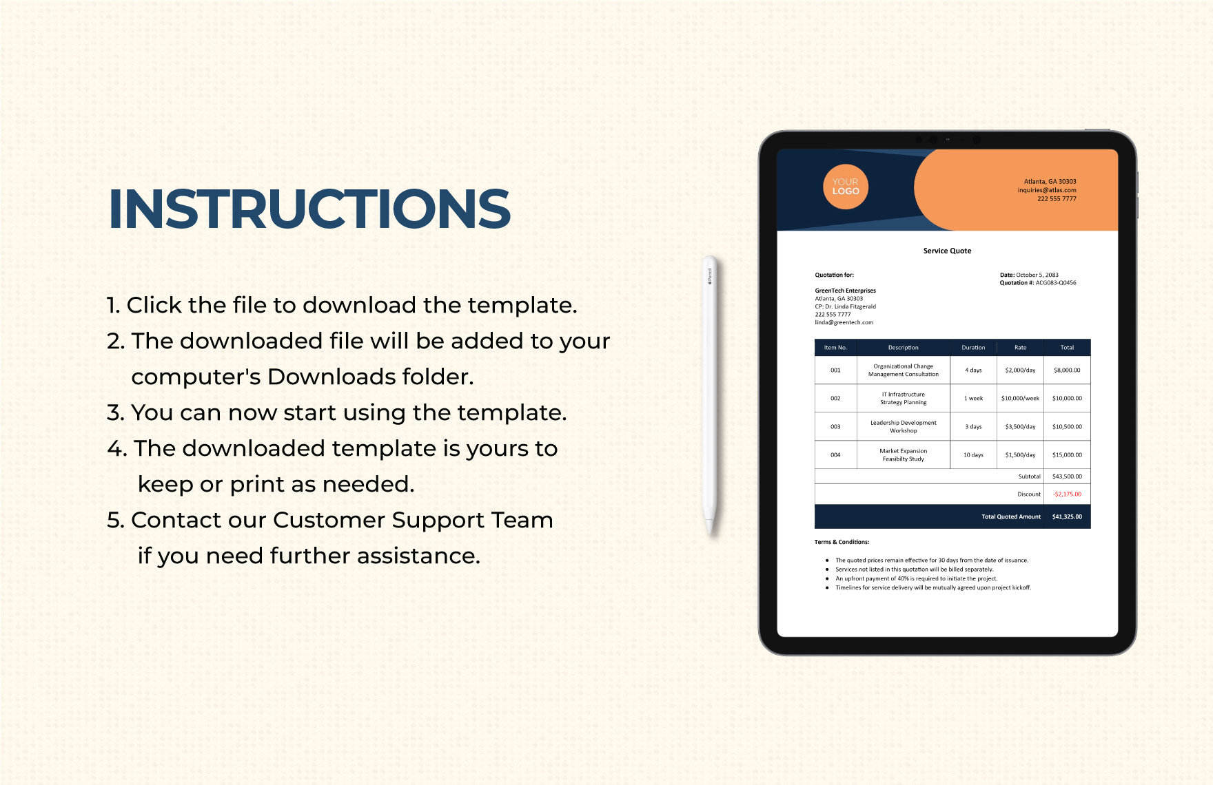 Free Service Quotation Template Download in Word