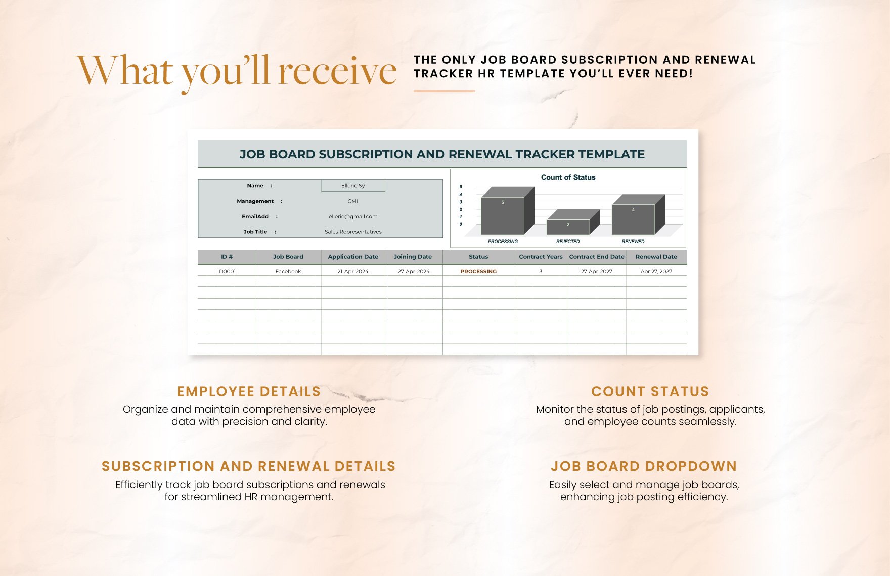 Job Board Subscription and Renewal Tracker HR Template