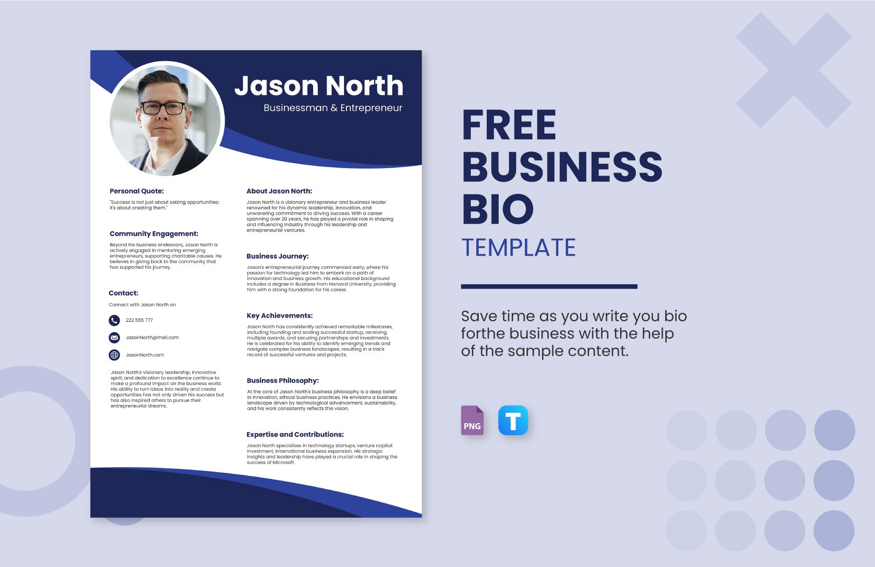 Free Business Bio Template in PNG