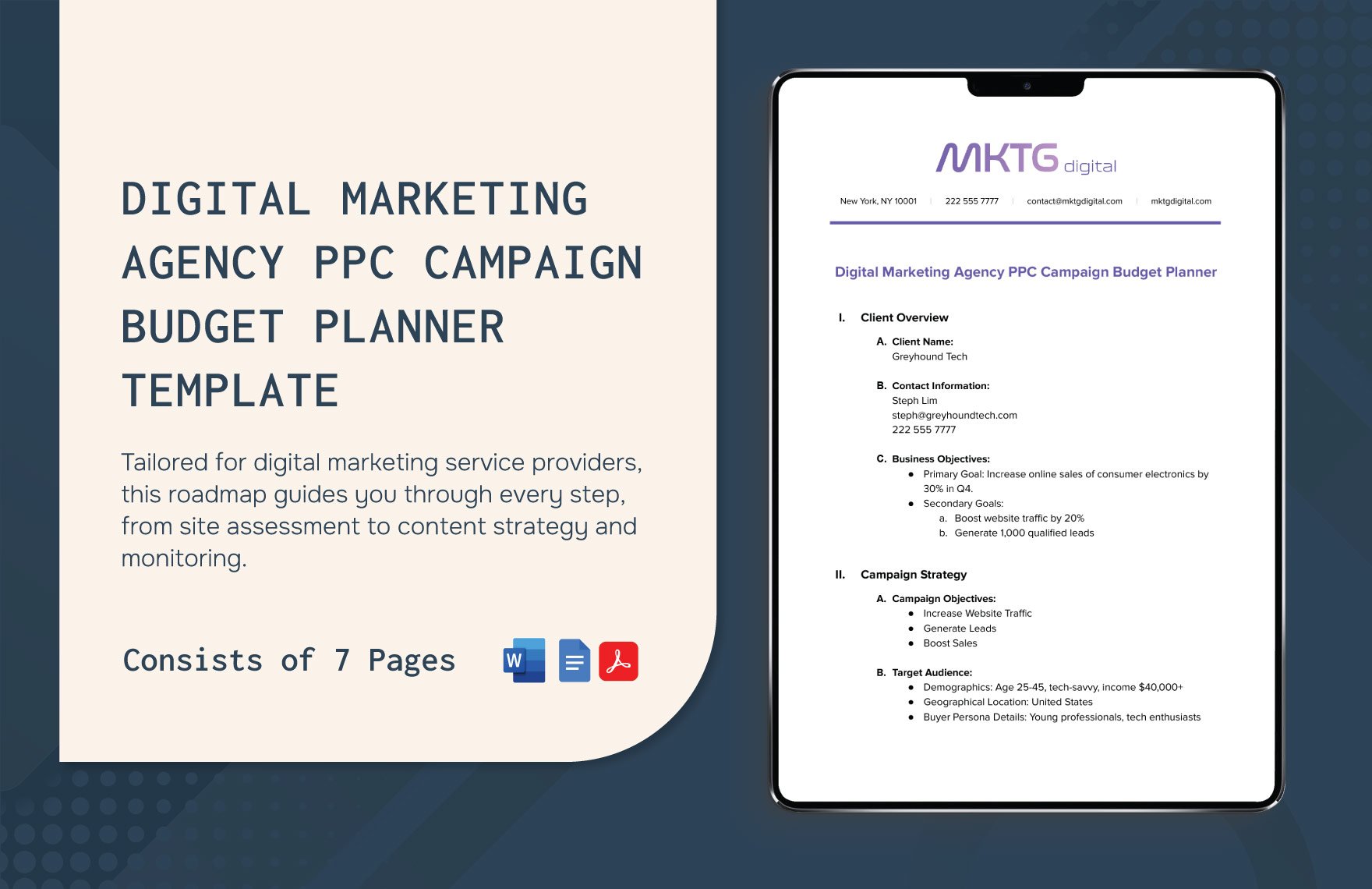 Digital Marketing Agency PPC Campaign Budget Planner Template