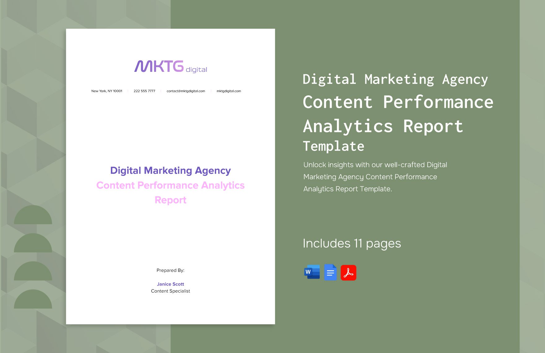 Digital Marketing Agency Content Performance Analytics Report Template
