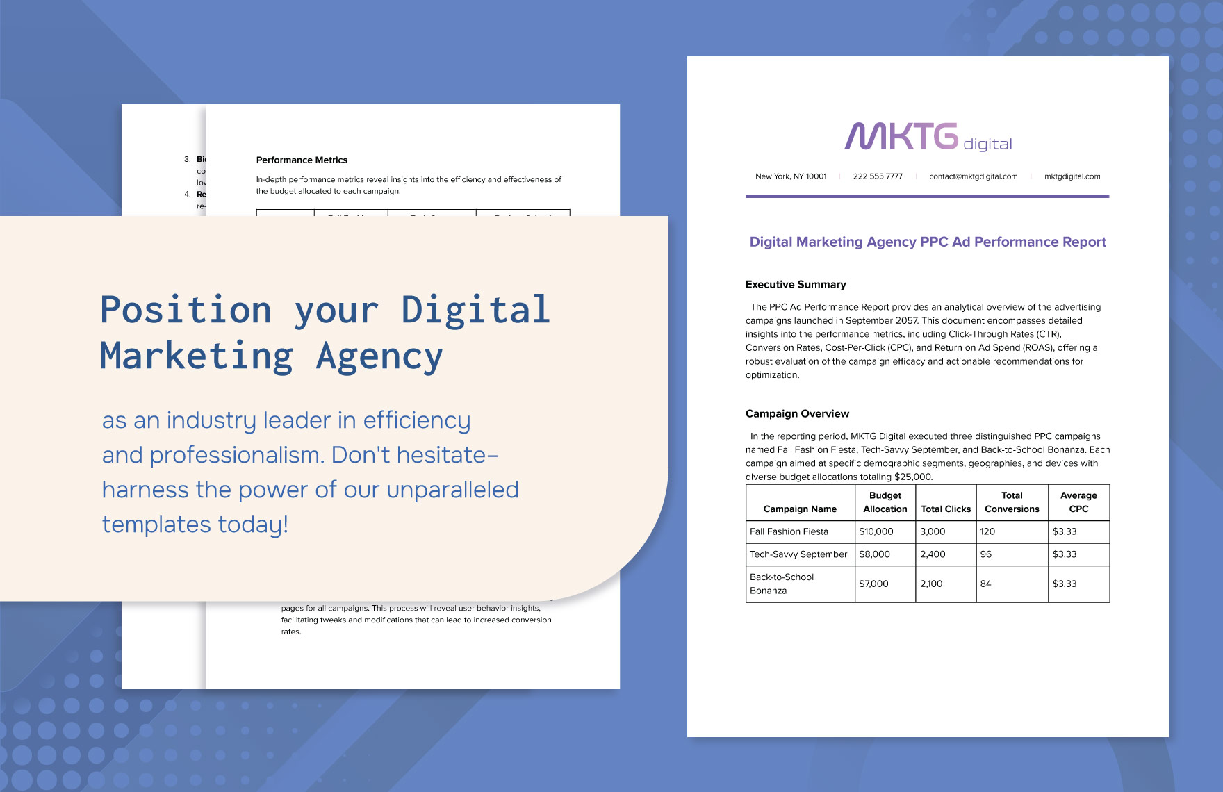 Digital Marketing Agency PPC Ad Performance Report Template