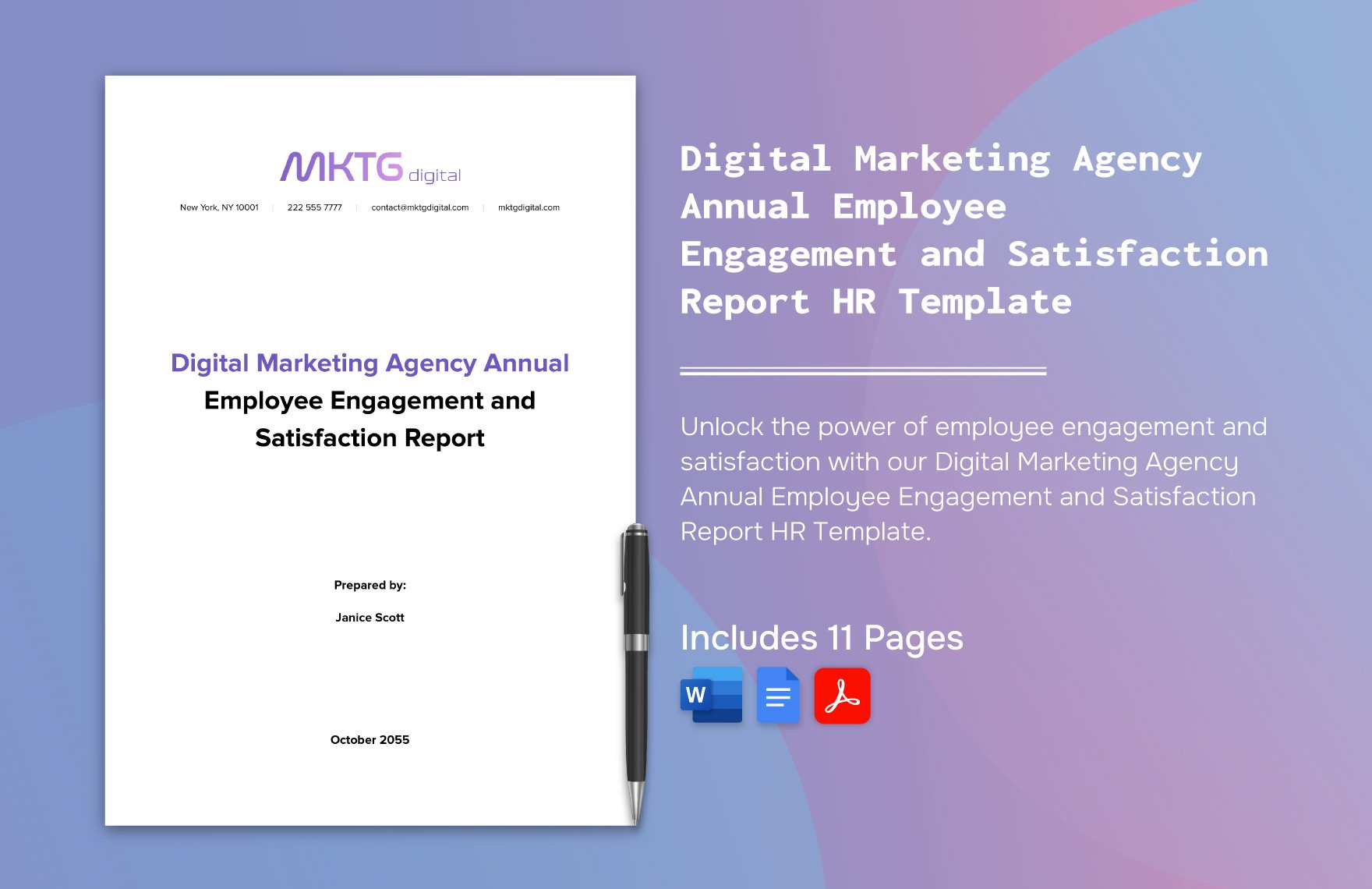  Digital Marketing Agency Annual Employee Engagement and Satisfaction Report HR Template