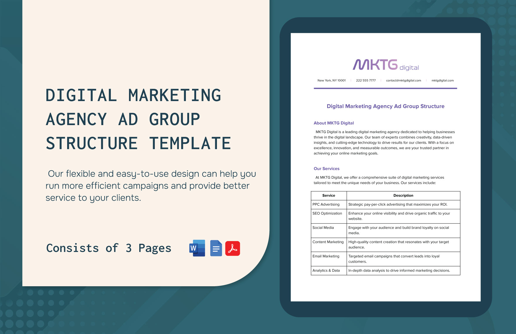 Digital Marketing Agency Ad Group Structure Template