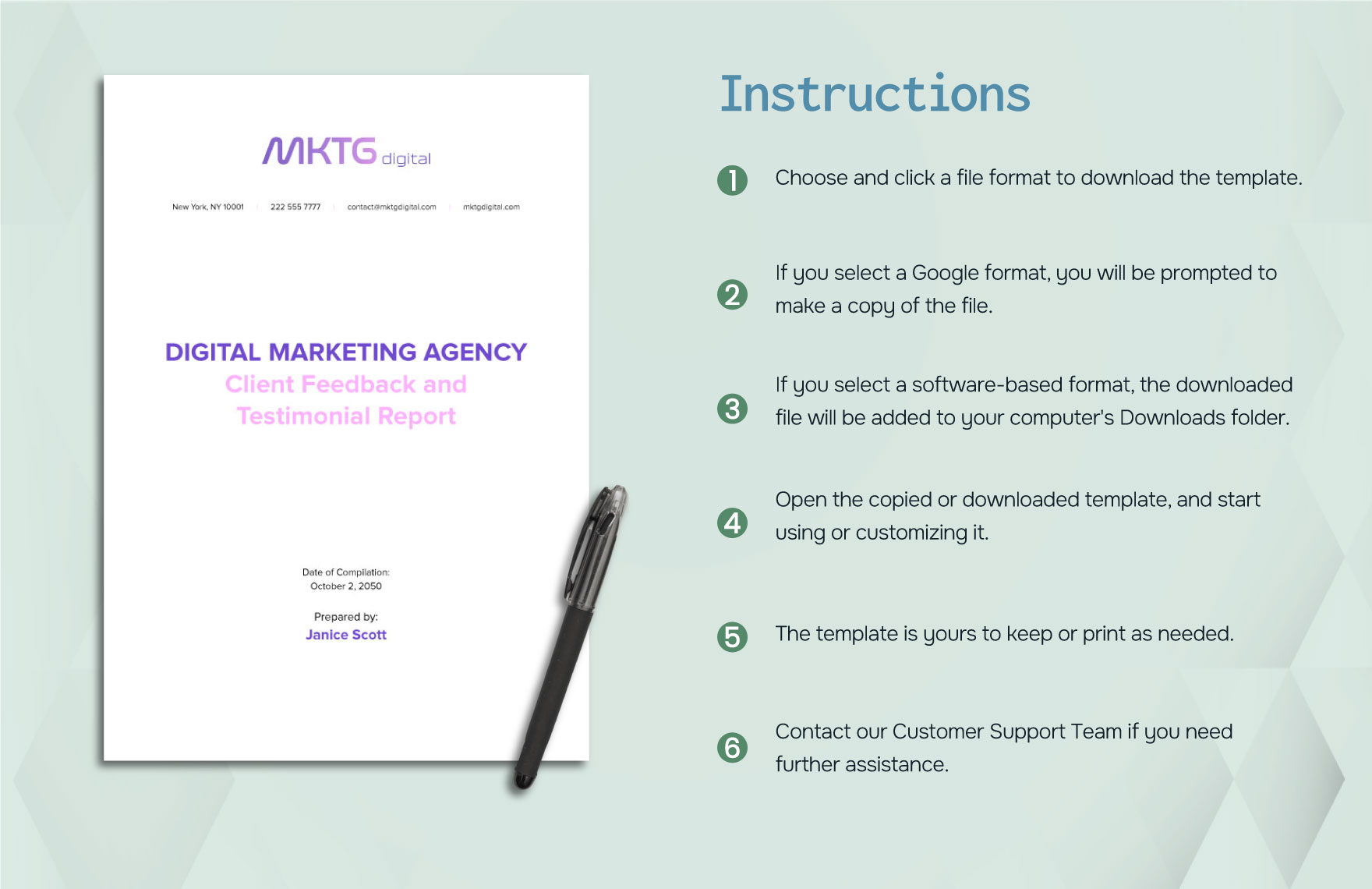 Digital Marketing Agency Client Feedback and Testimonial Report Template