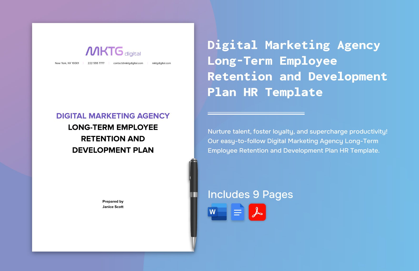 Digital Marketing Agency Long-Term Employee Retention and Development Plan HR Template