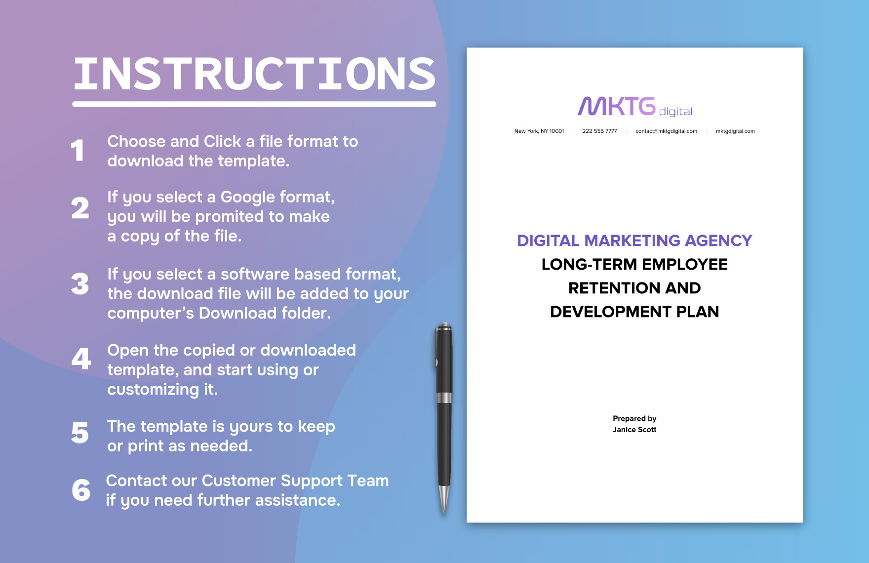Digital Marketing Agency Long-Term Employee Retention and Development Plan HR Template