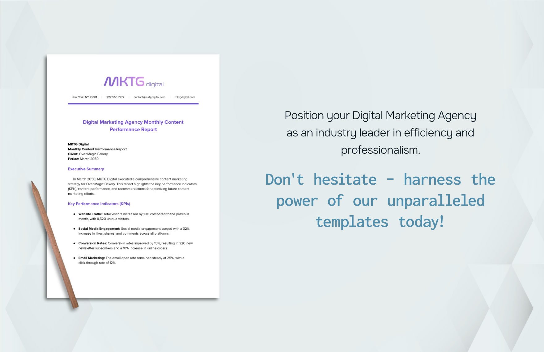 Digital Marketing Agency Monthly Content Performance Report Template