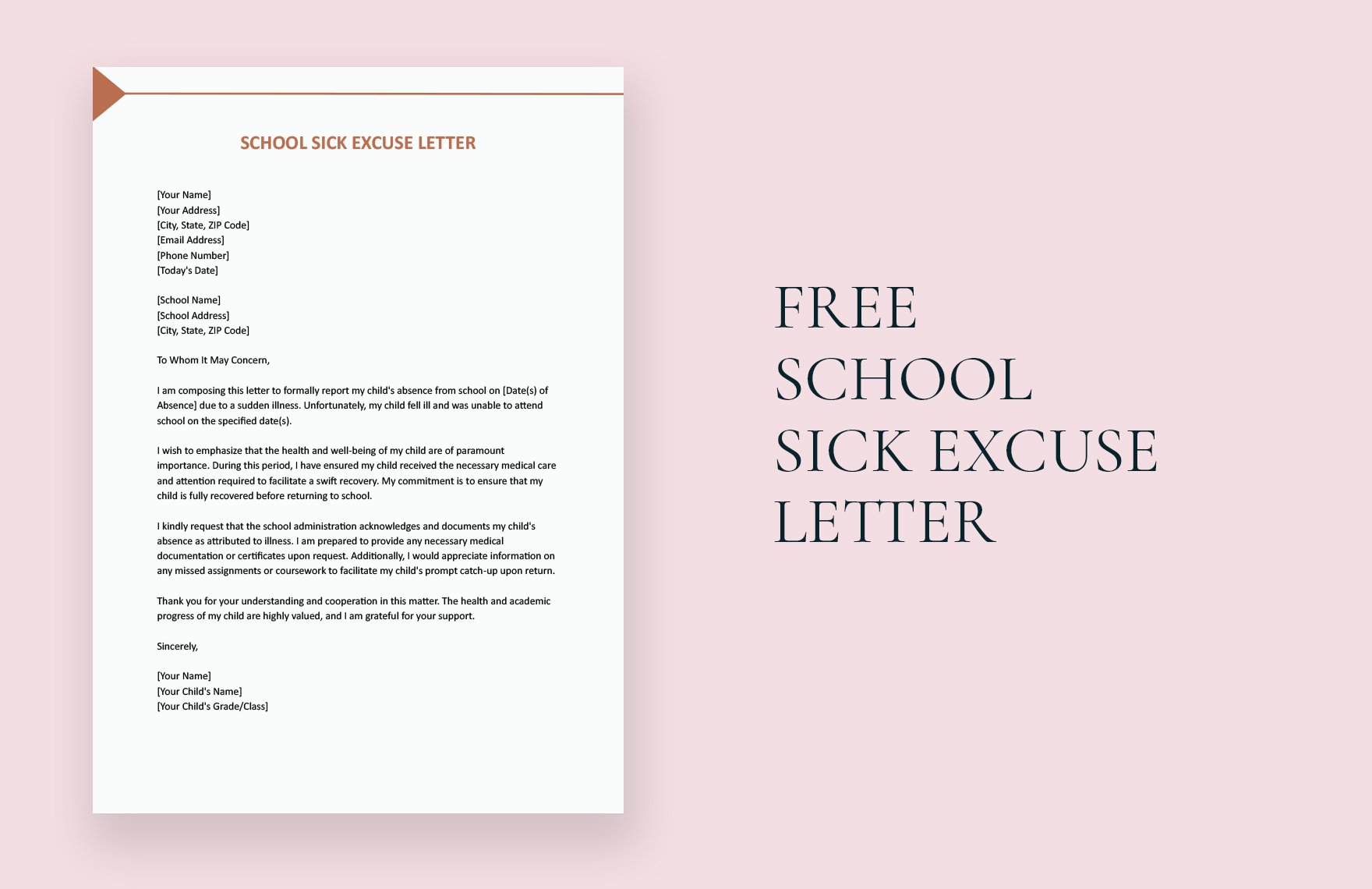 School Sick Excuse Letter