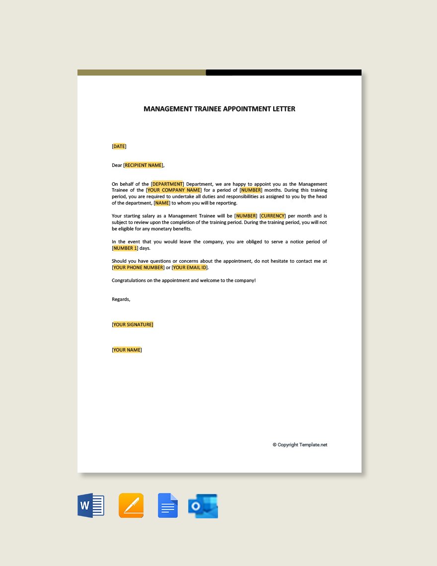Management Trainee Appointment Letter