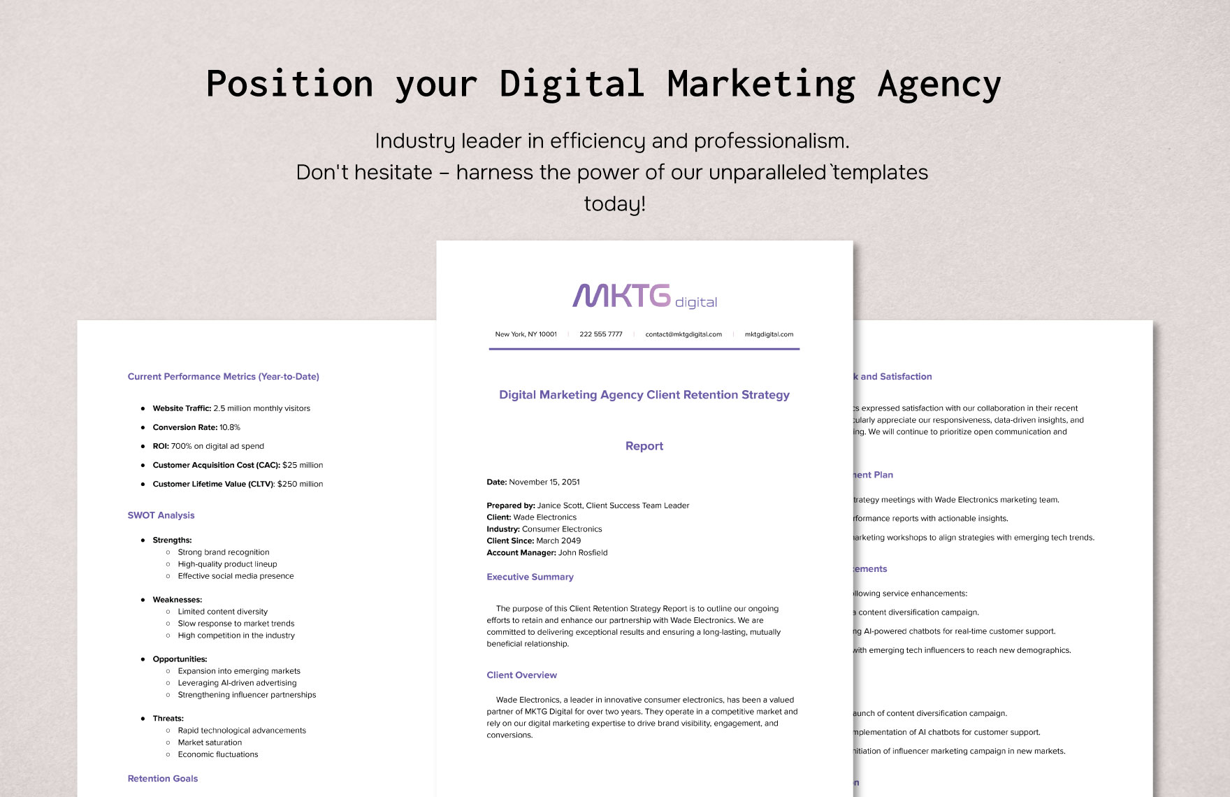 Digital Marketing Agency Client Retention Strategy Report Template