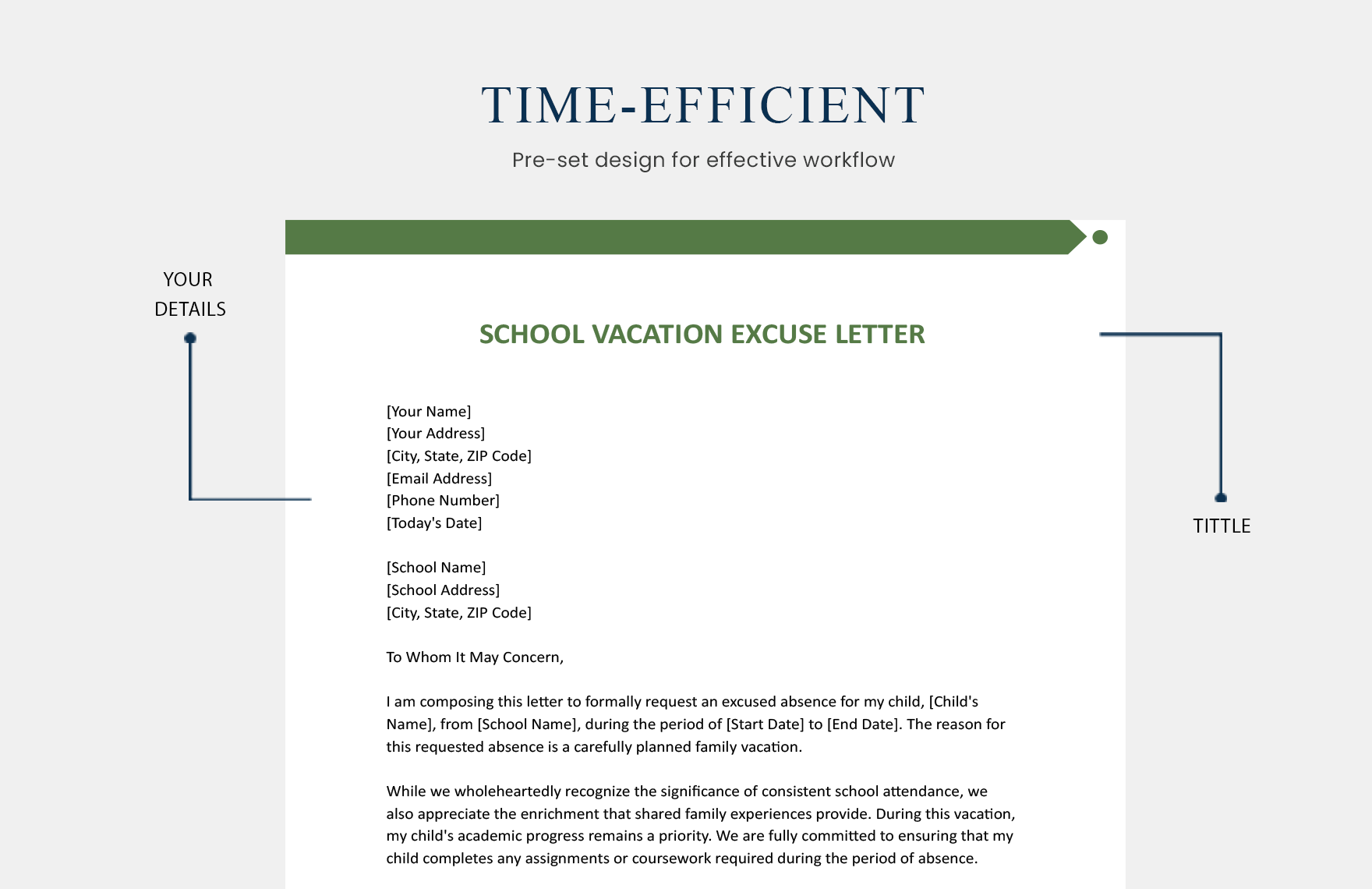 School Vacation Excuse Letter