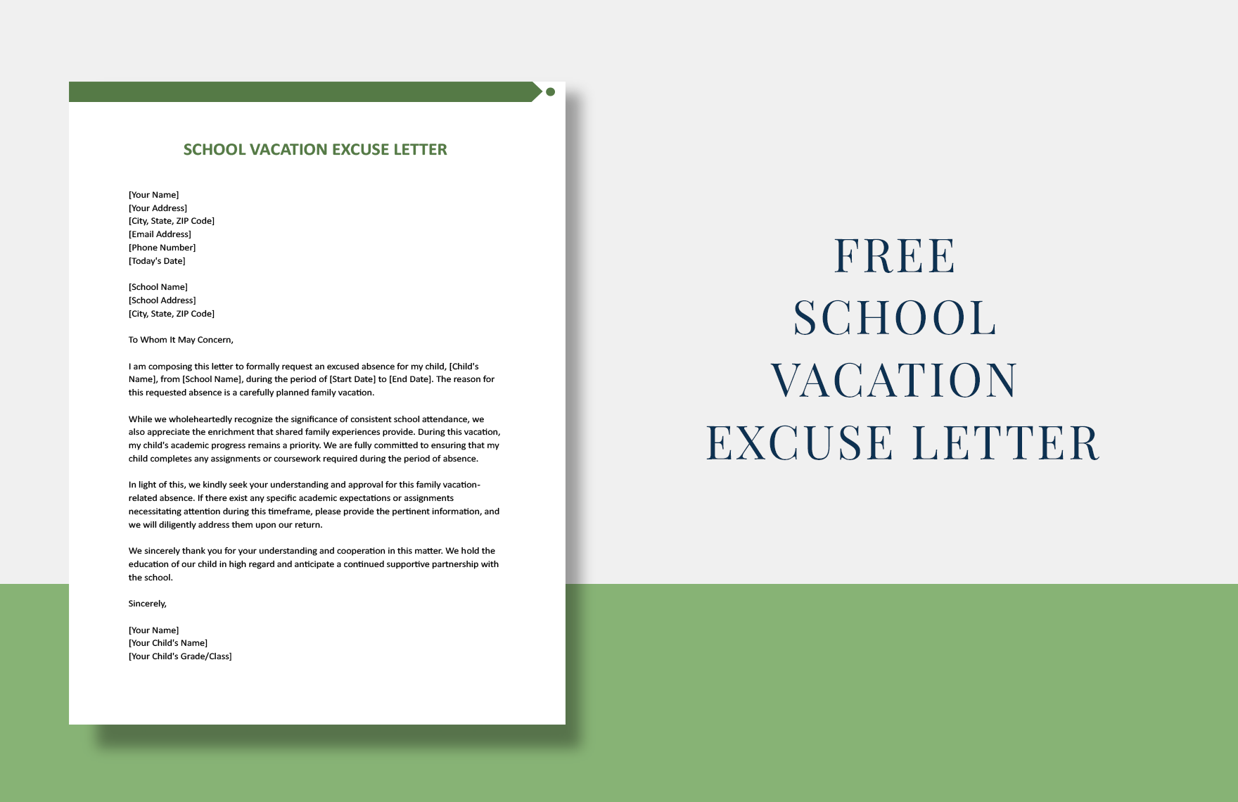 School Vacation Excuse Letter