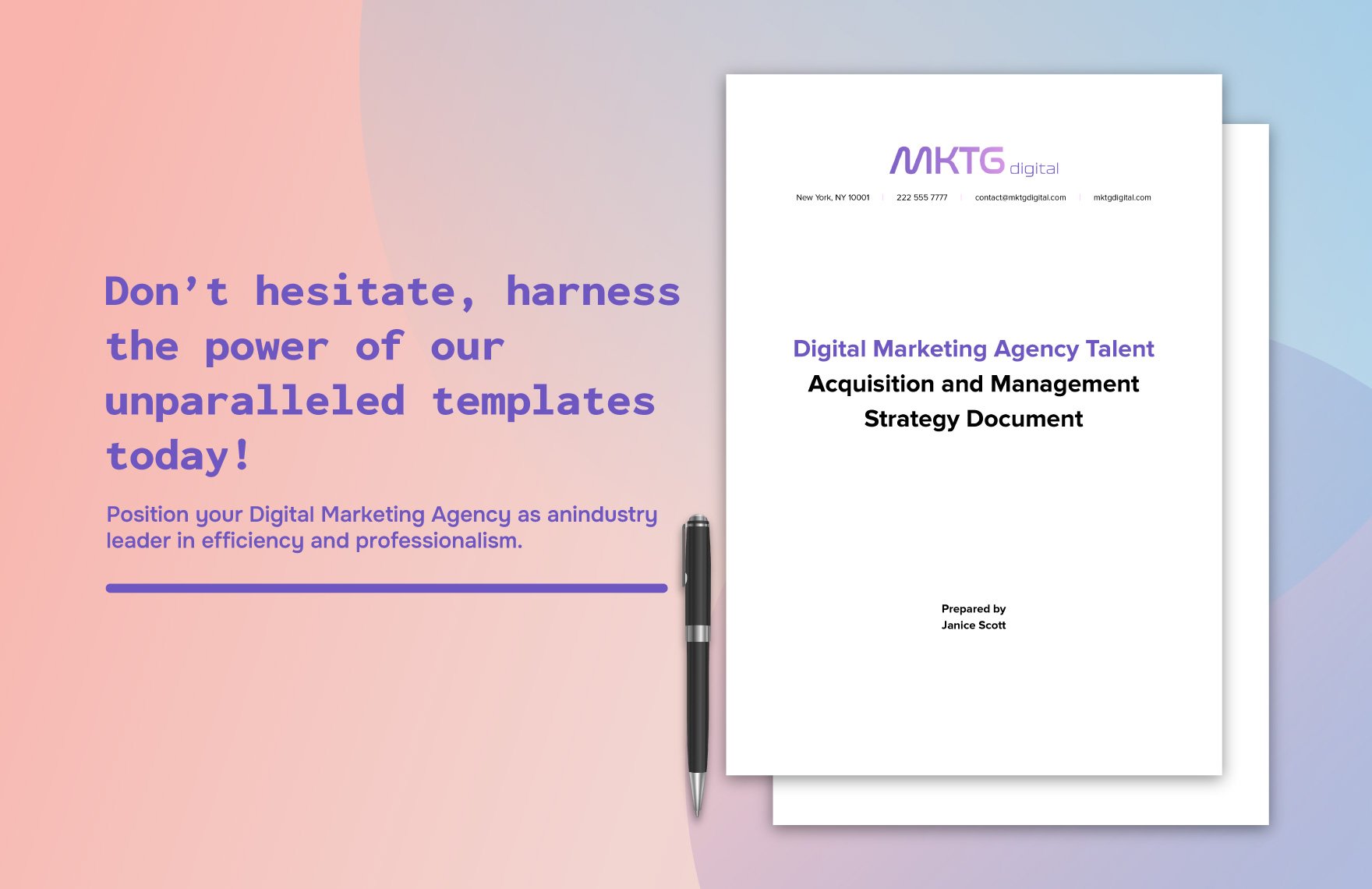 Digital Marketing Agency Talent Acquisition and Management Strategy Document HR Template