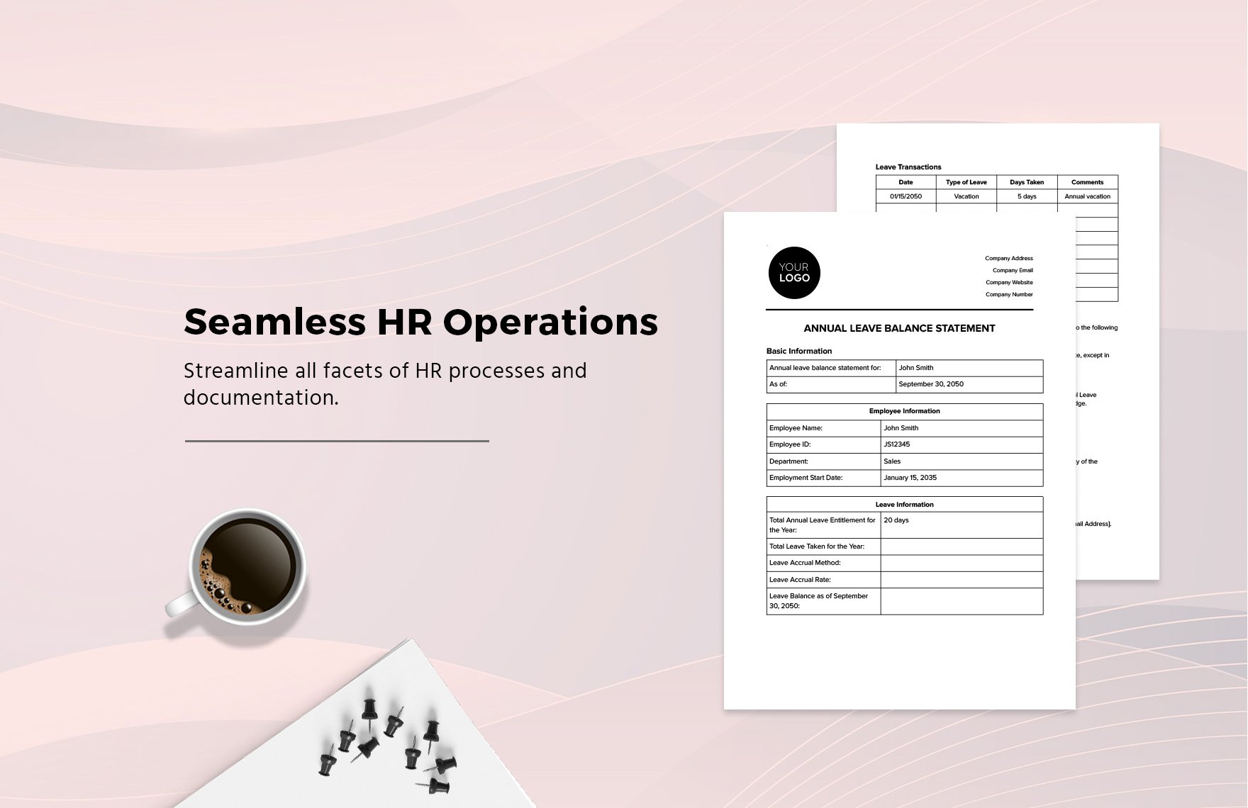 Annual Leave Balance Statement HR Template