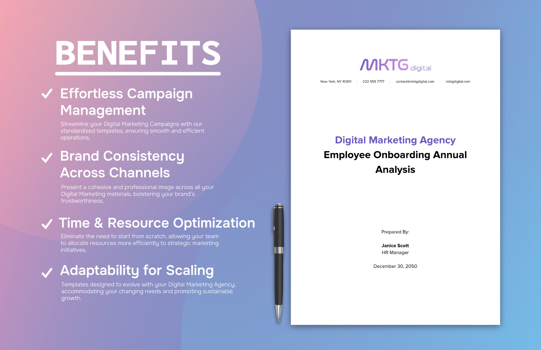 Digital Marketing Agency Employee Onboarding Annual Analysis HR Template