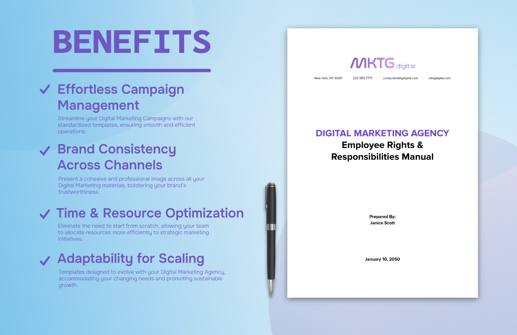 Digital Marketing Agency Employee Rights & Responsibilities Manual HR Template 