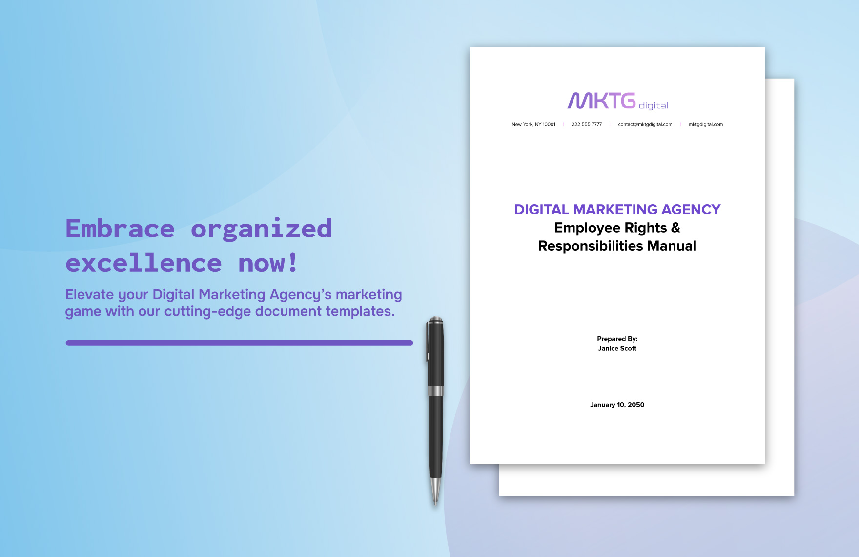 Digital Marketing Agency Employee Rights & Responsibilities Manual HR Template 