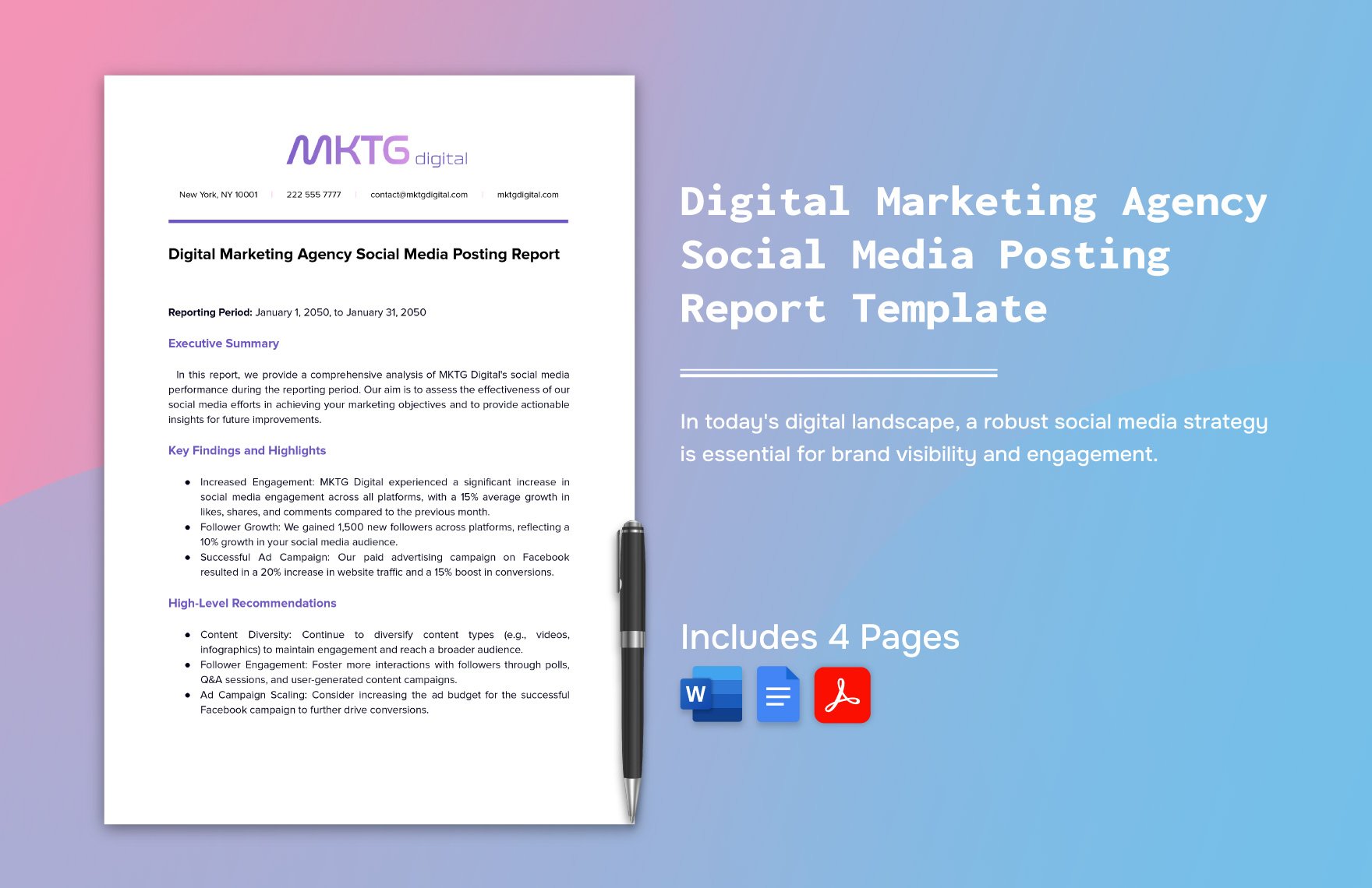 Digital Marketing Agency Social Media Posting Report