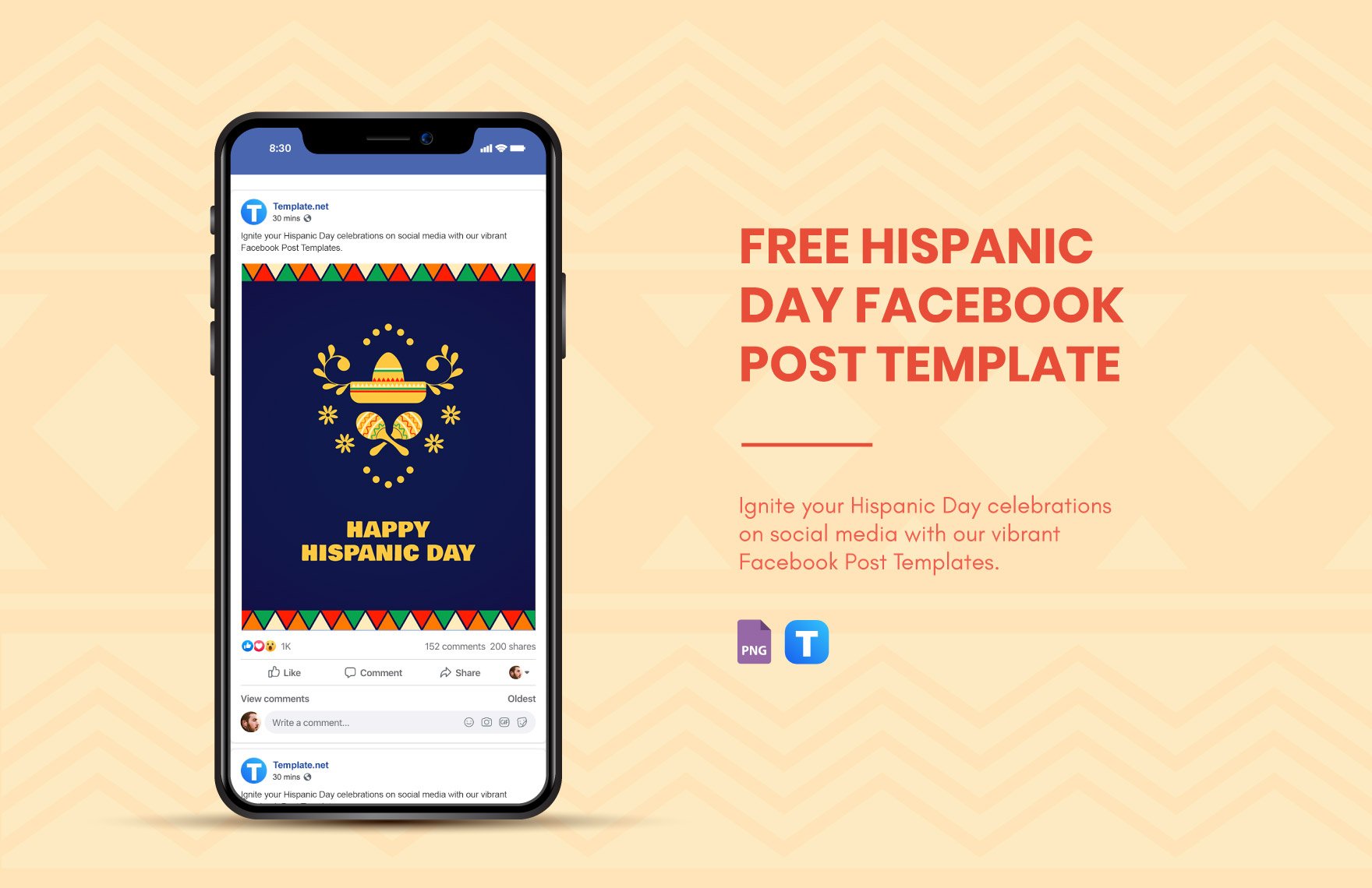 Free Hispanic Day Facebook Post Template in PNG