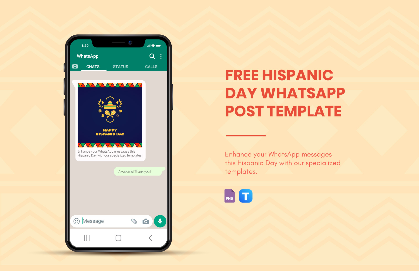 Free Hispanic Day WhatsApp Post Template in PNG