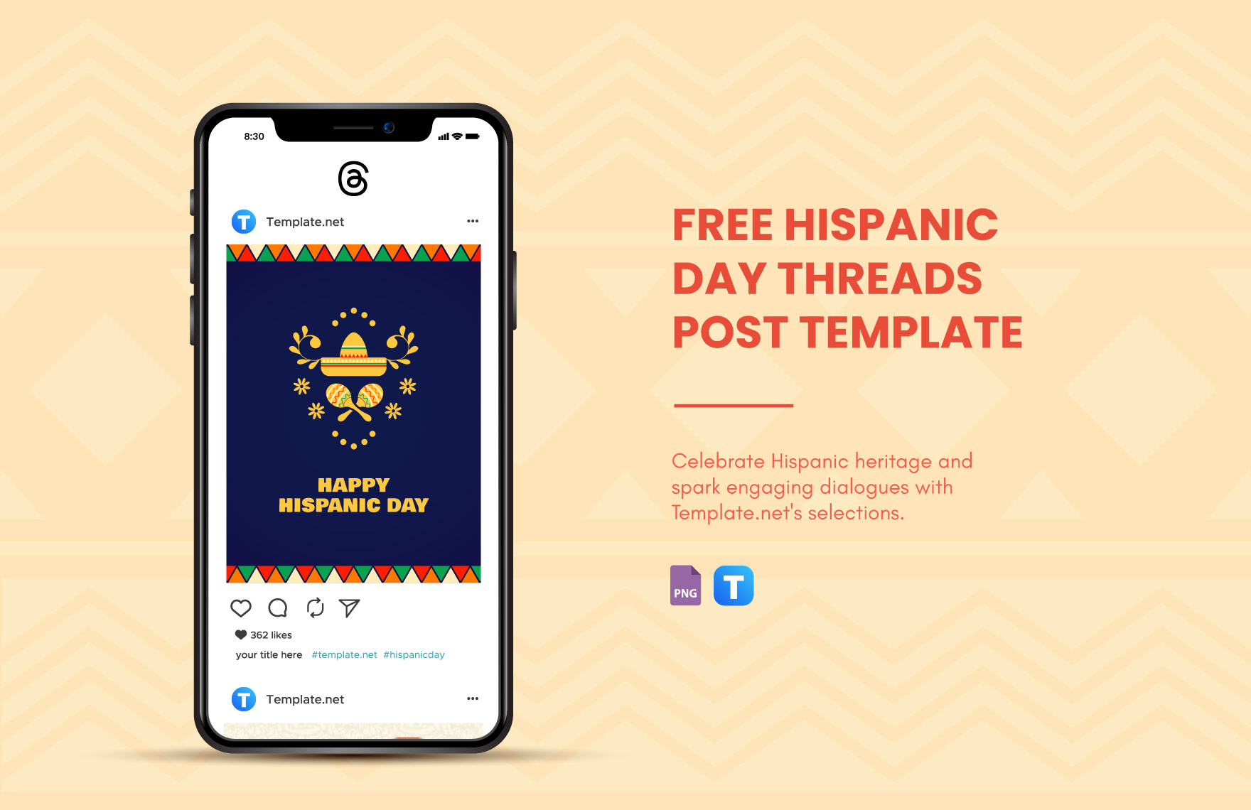 Free Hispanic Day Threads Post Template in PNG