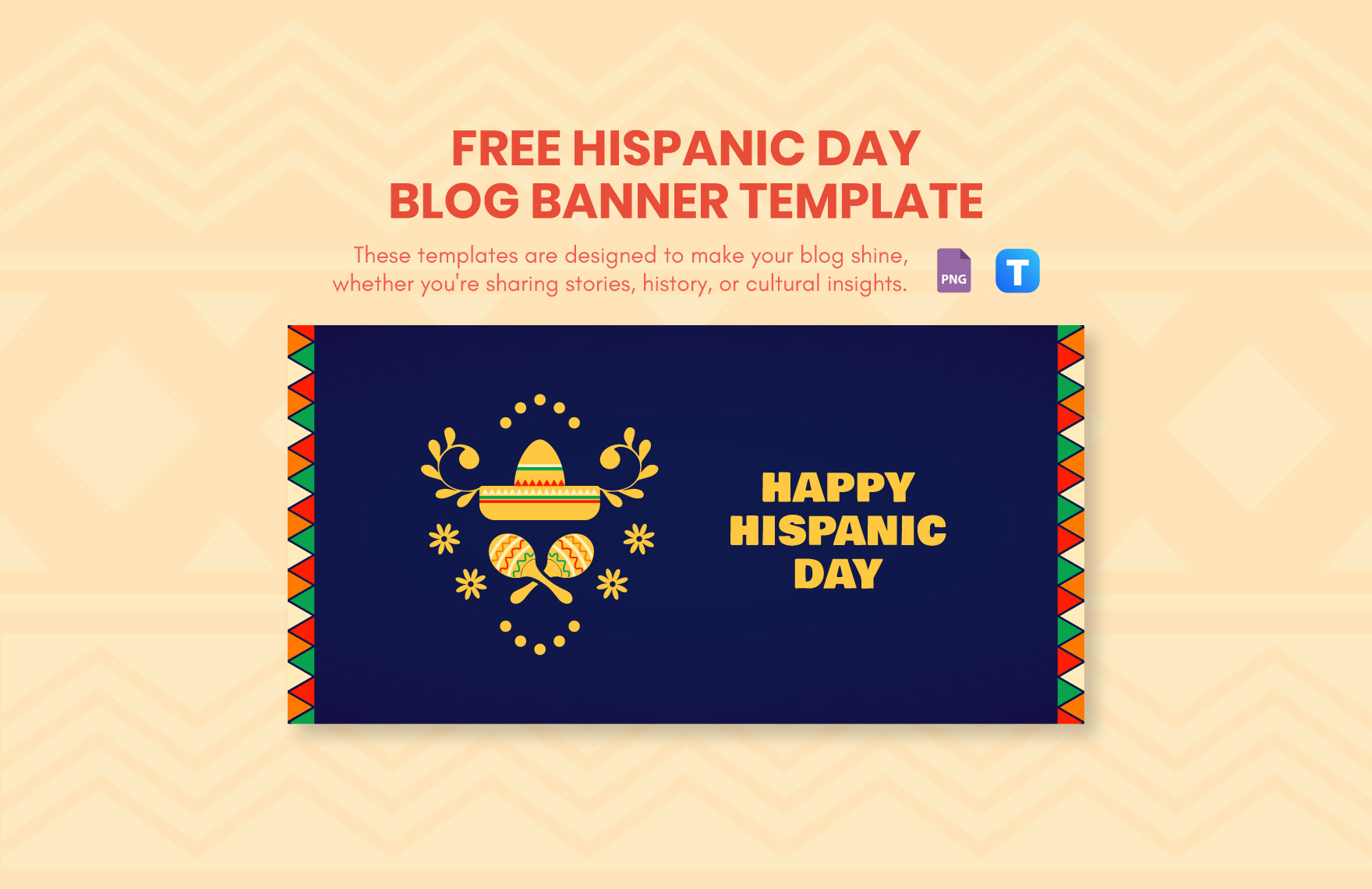 Free Hispanic Day Blog Banner Template in PNG