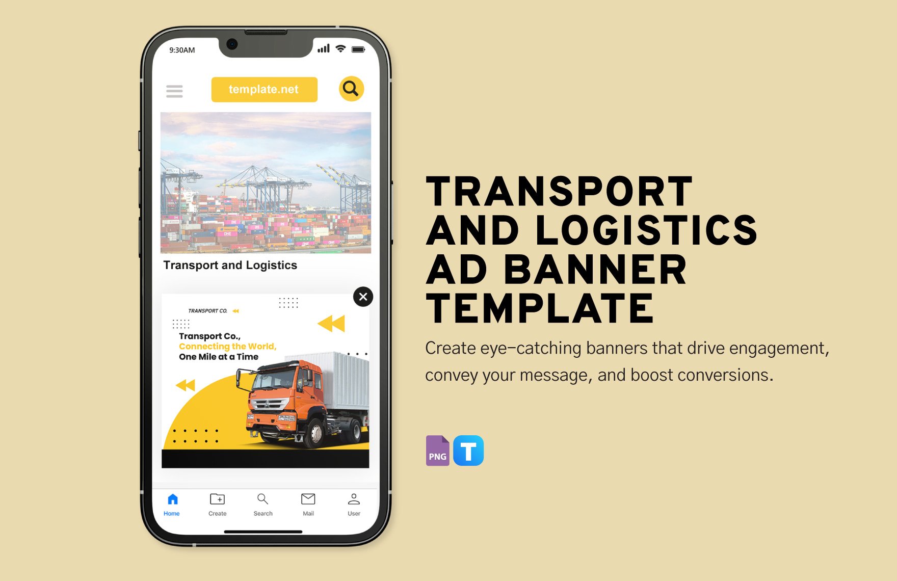 Transport and Logistics Ad Banner Template in PNG