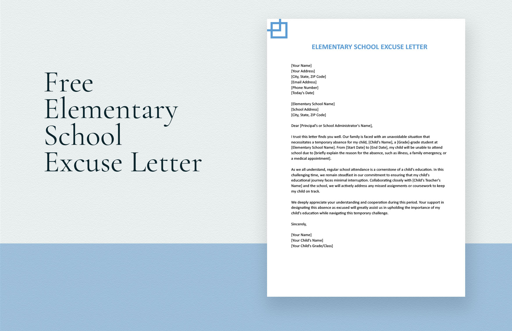 Elementary School Excuse Letter