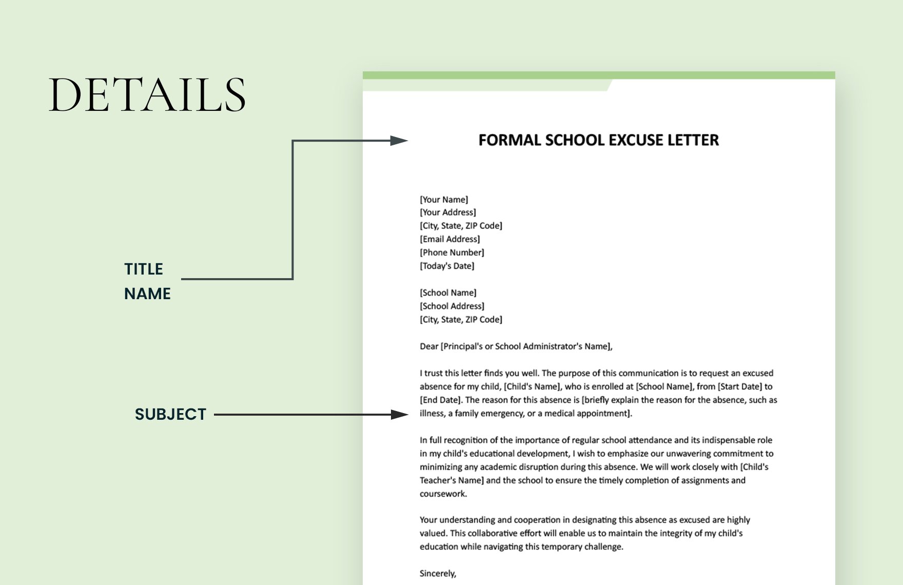 Formal School Excuse Letter