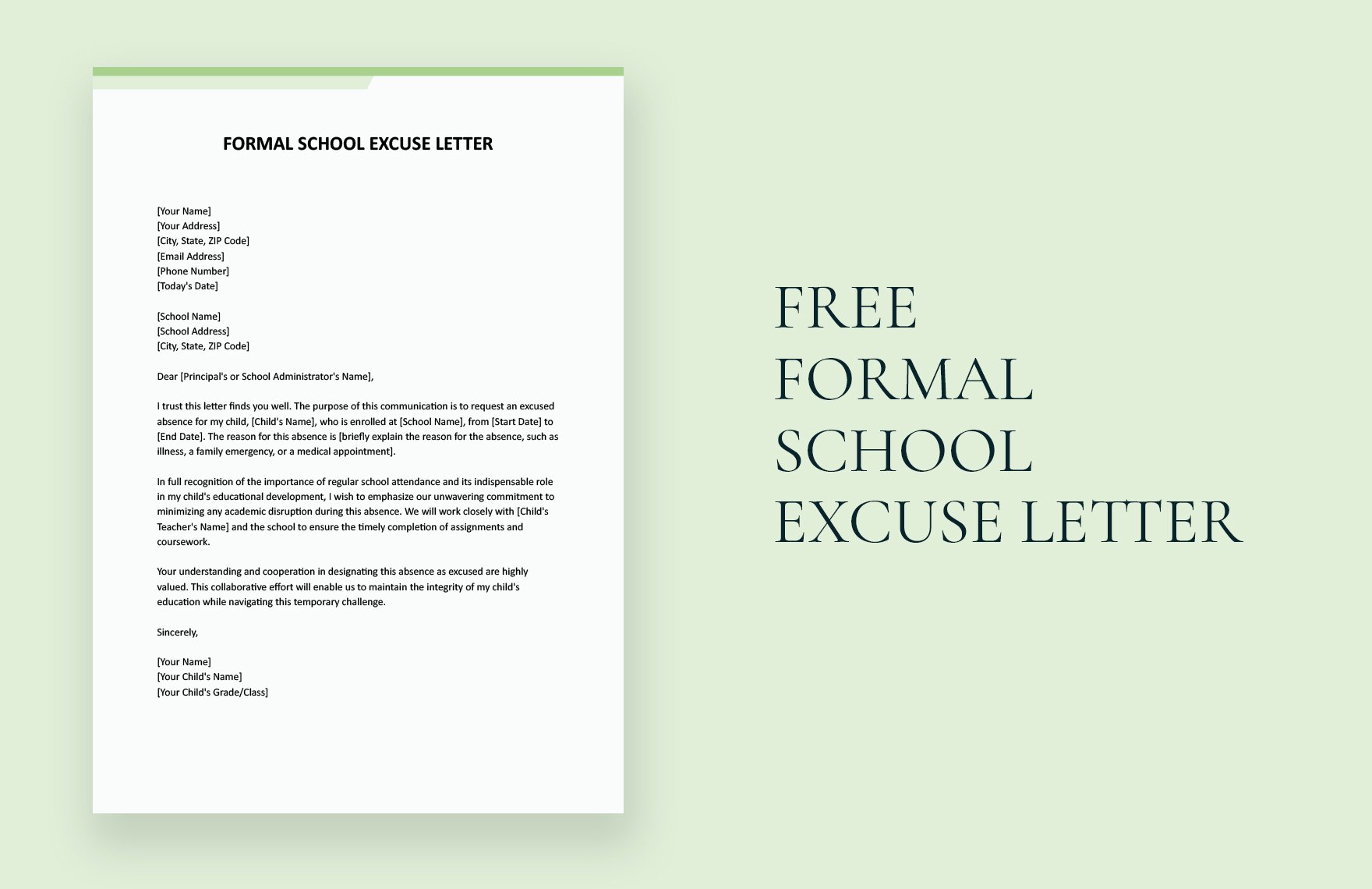 Formal School Excuse Letter